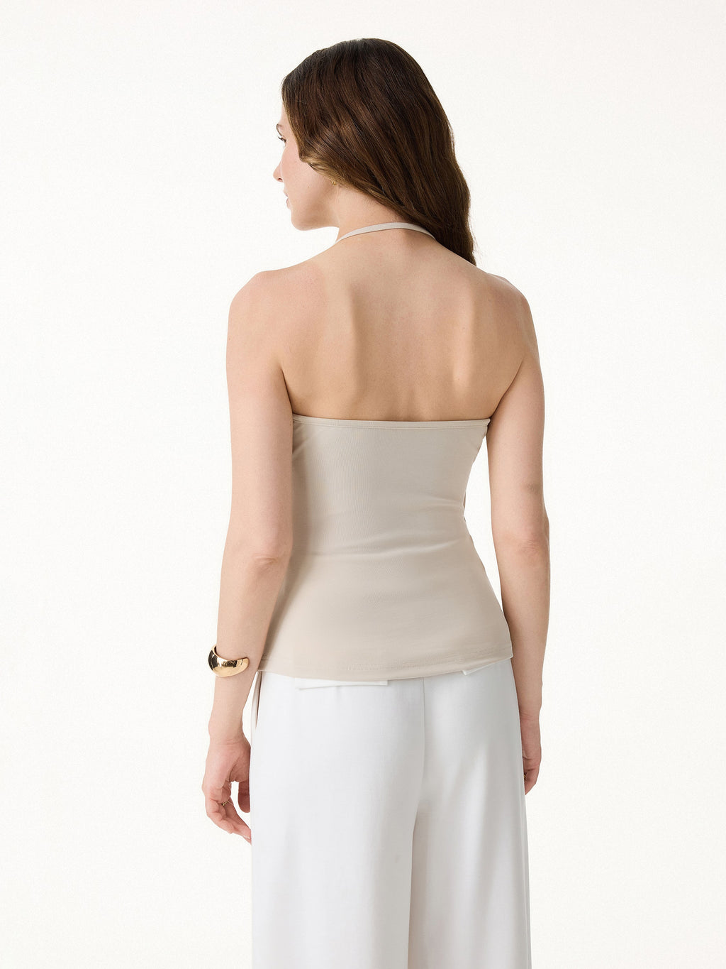 OGLmove Halter Neck Surplice Bra Top & Tucked Palazzo Pant Set with Pockets