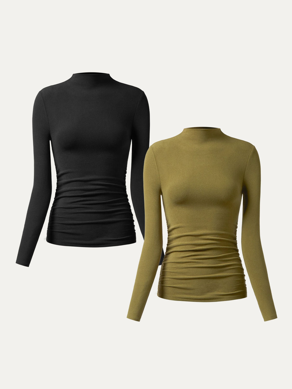 OGLmove Eco-Mousse ProWarm Brushed Rib Mockneck Top Off White
