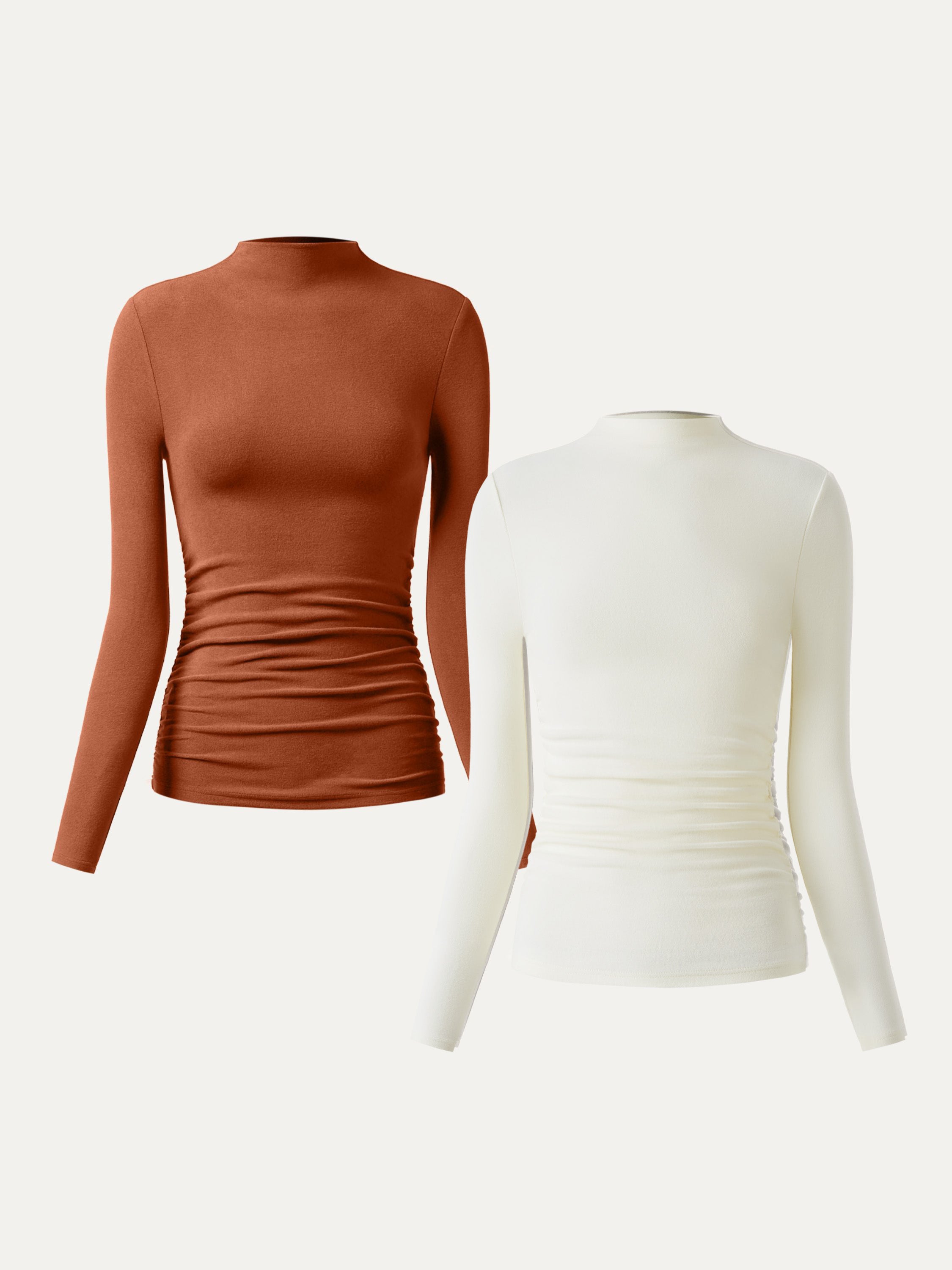 OGLmove Eco-Mousse ProWarm Brushed Rib Mockneck Top Off White