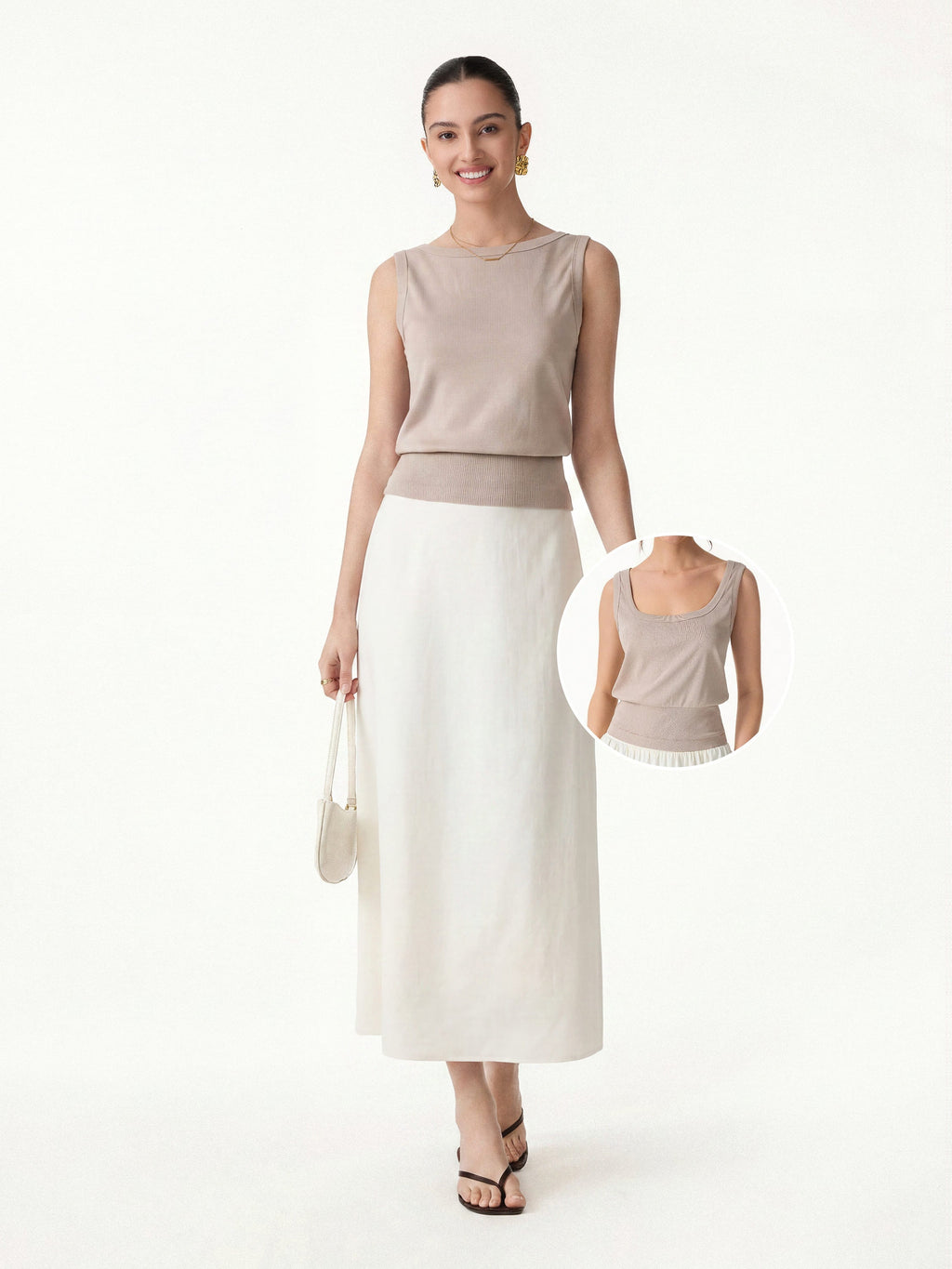 OGLmove Reversible Boatneck Top and Maxi Flared Skirt 2-Piece Set