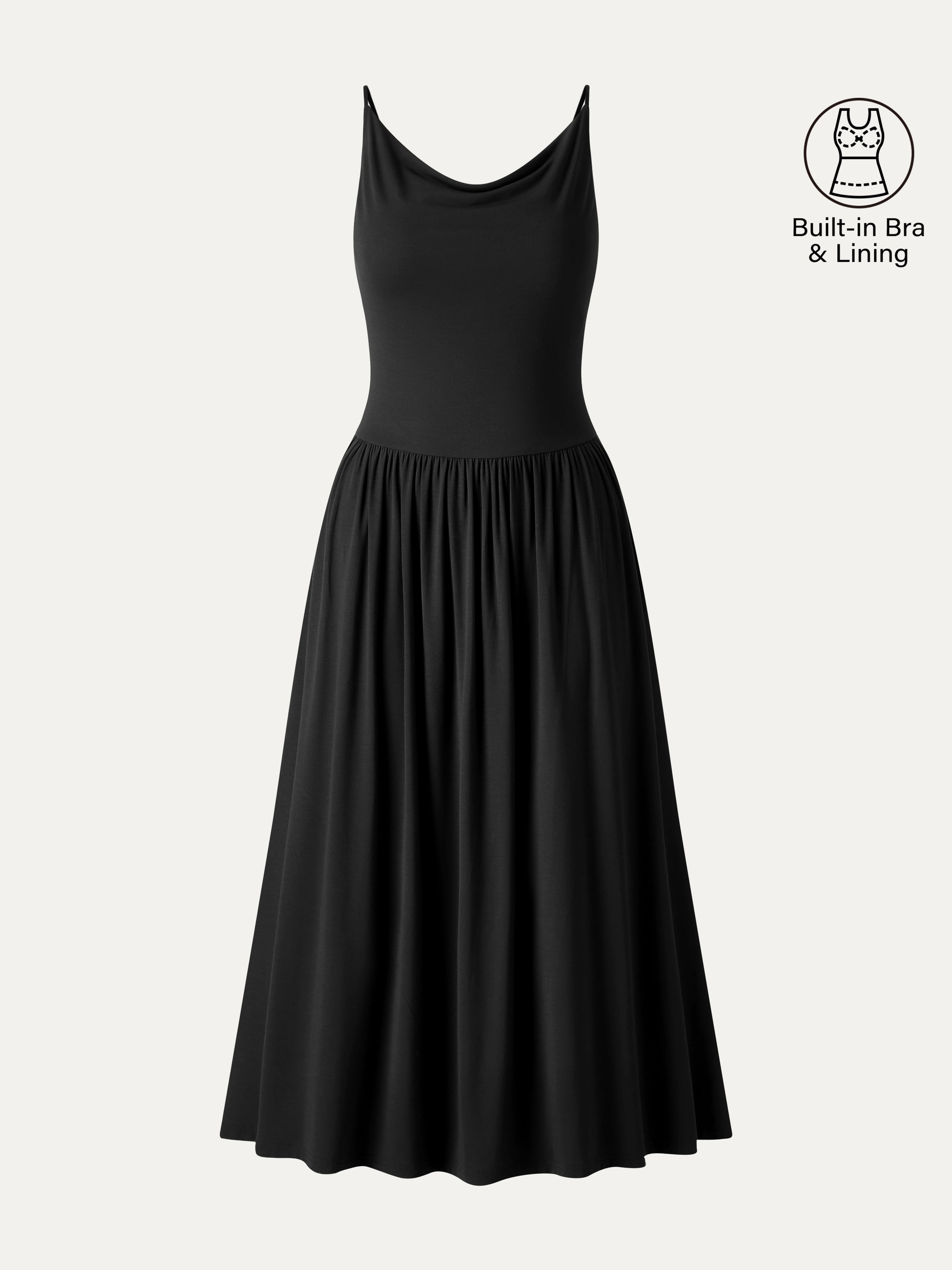 OGLmove Cowl Neck Open-Back Midi Bra Dress