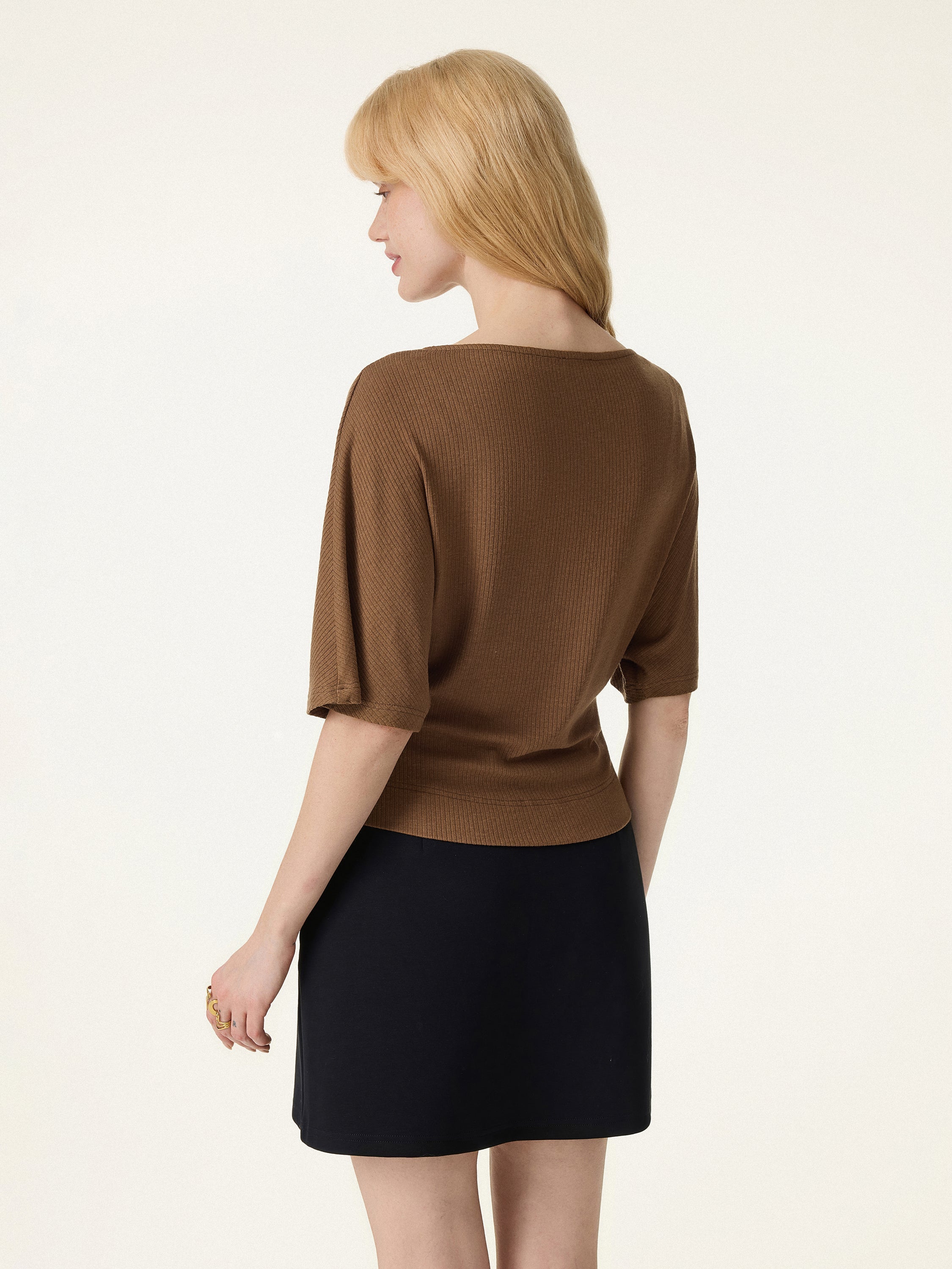OGLmove Soft Ribbed Boatneck Relaxed Top