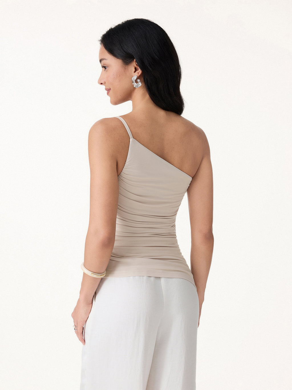 OGLmove Women's Ruched One Shoulder Asymmetrical Bra Top