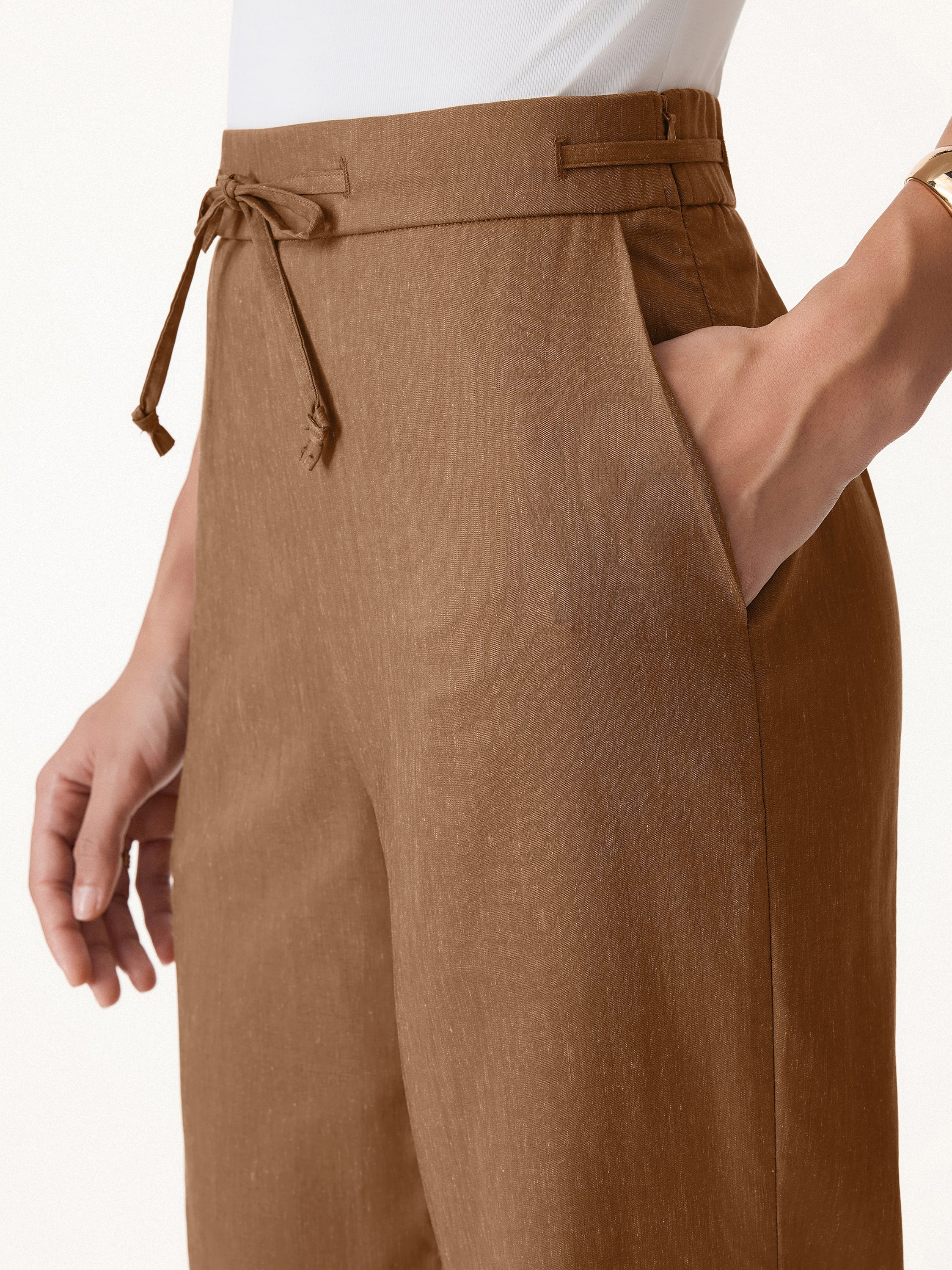 OGLmove 2Pcs Wrap Top and Wide Leg Pant Set with Pockets