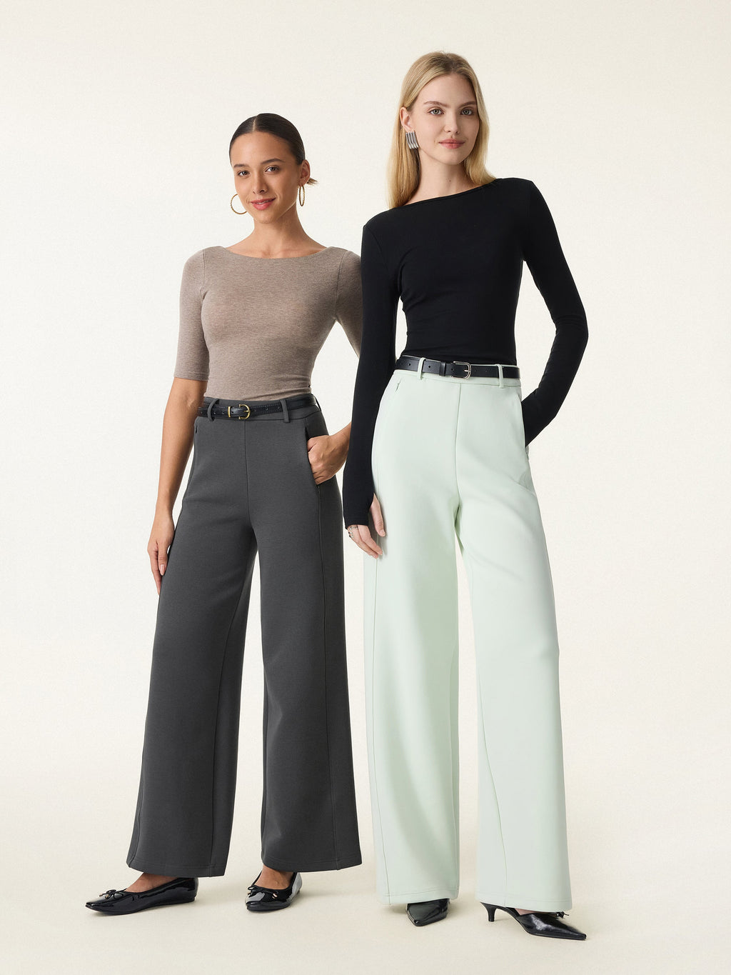 OGLmove Stretch Cotton Blend Slimming High Rise Wide Leg Pant
