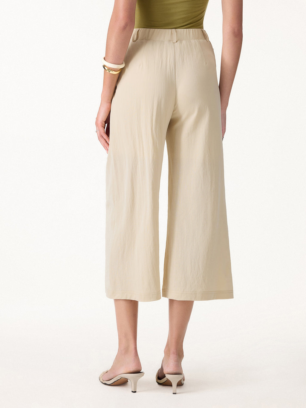 OGLmove Wrinkle-Resistant Linen-Like Cropped Wide Leg Pants
