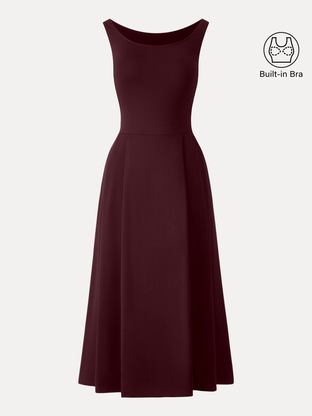 OGLmove Women's Scoop Neck Midi Bra Dress with Pockets