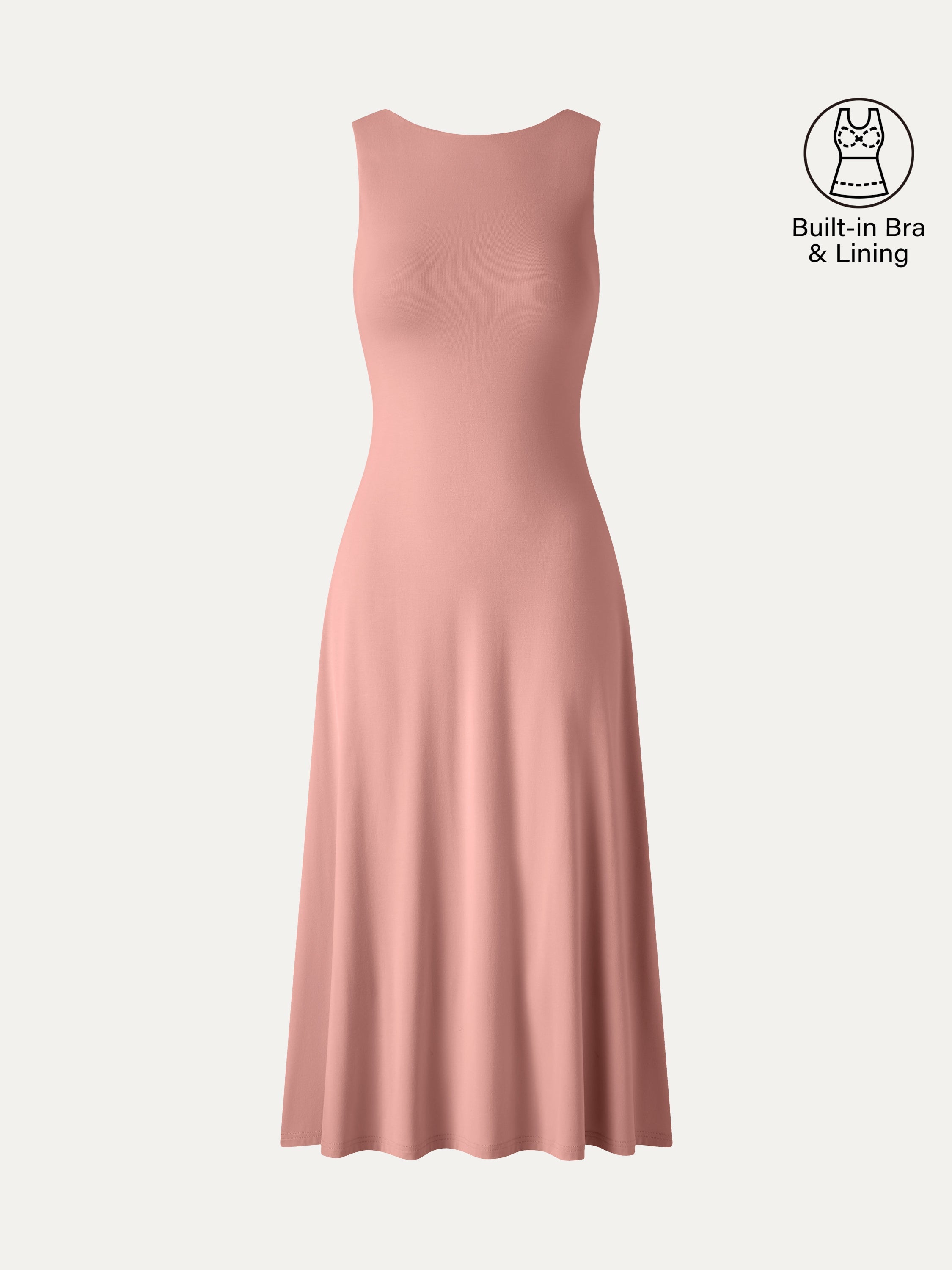 OGLmove Boatneck Open-Back Flowy Midi Bra Dress