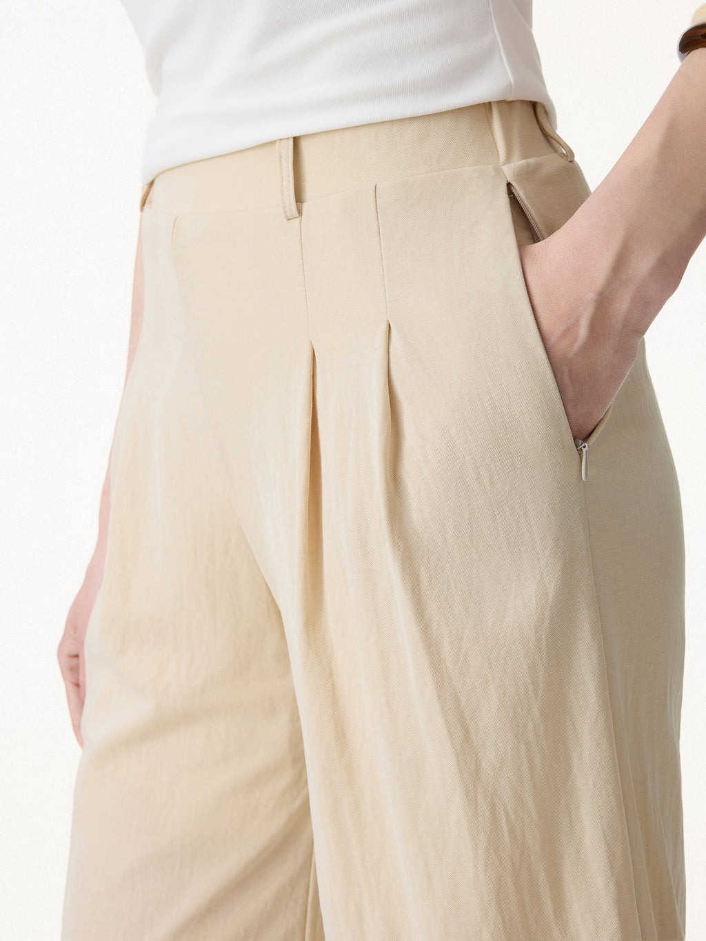 OGLmove Wrinkle-Resistant Linen-Like Cropped Wide Leg Pants