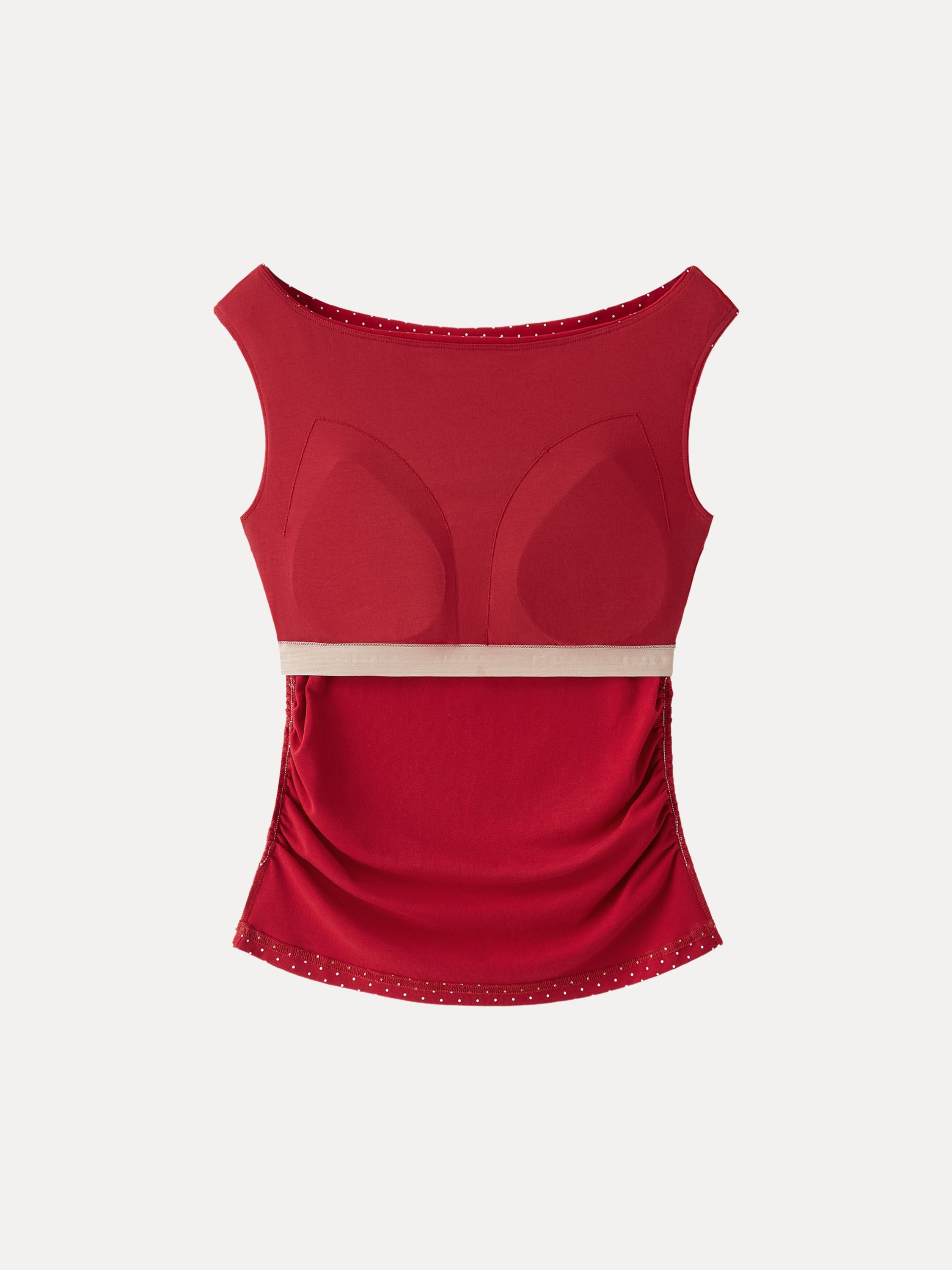OGLmove Polka Dot Boatneck Bra Top & A-Line Flare Skirt Set