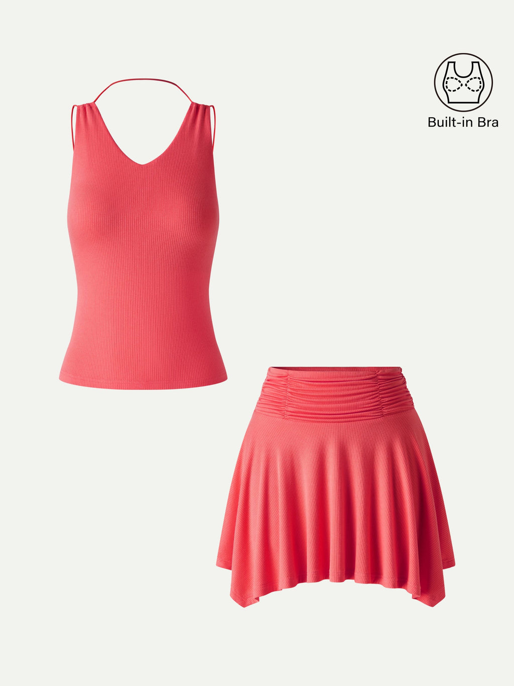 OGLmove Women's CoolTouch Spaghetti Brami & Playful Mini Skirt Set