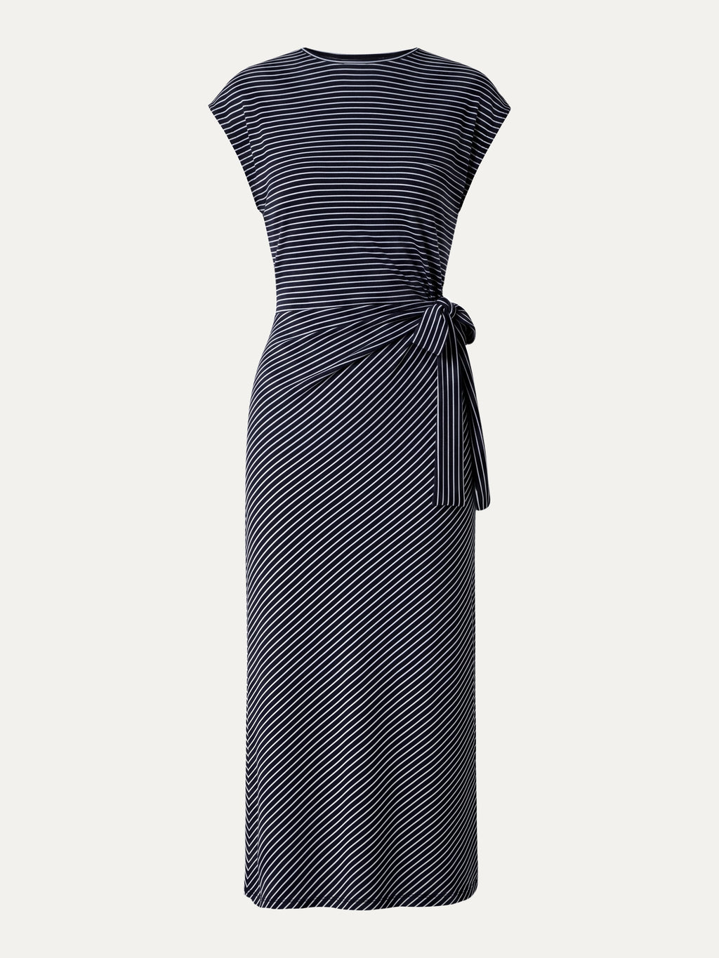 OGLmove Striped Relaxed Midi Dress with Self-Tie