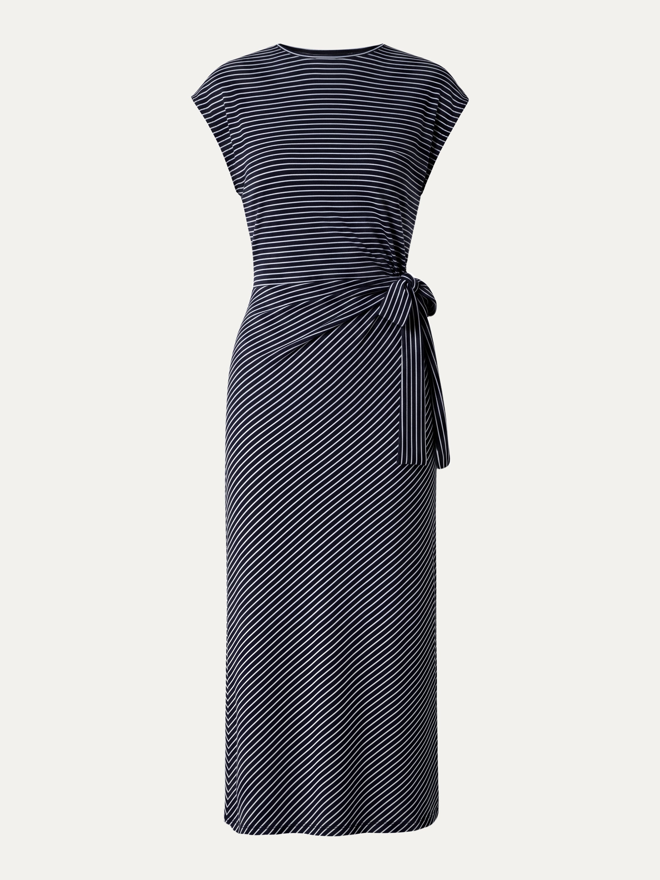 OGLmove Striped Relaxed Midi Dress with Self-Tie