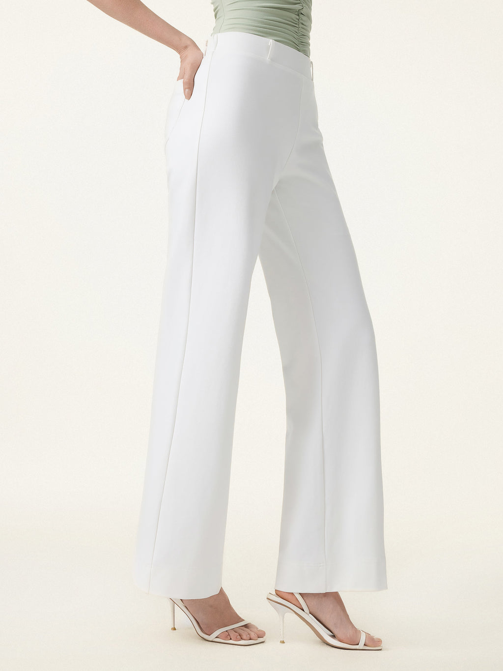 OGLmove Not-See-Thru Drapey Mid Rise Wide Leg Pull-on Pant with Pockets