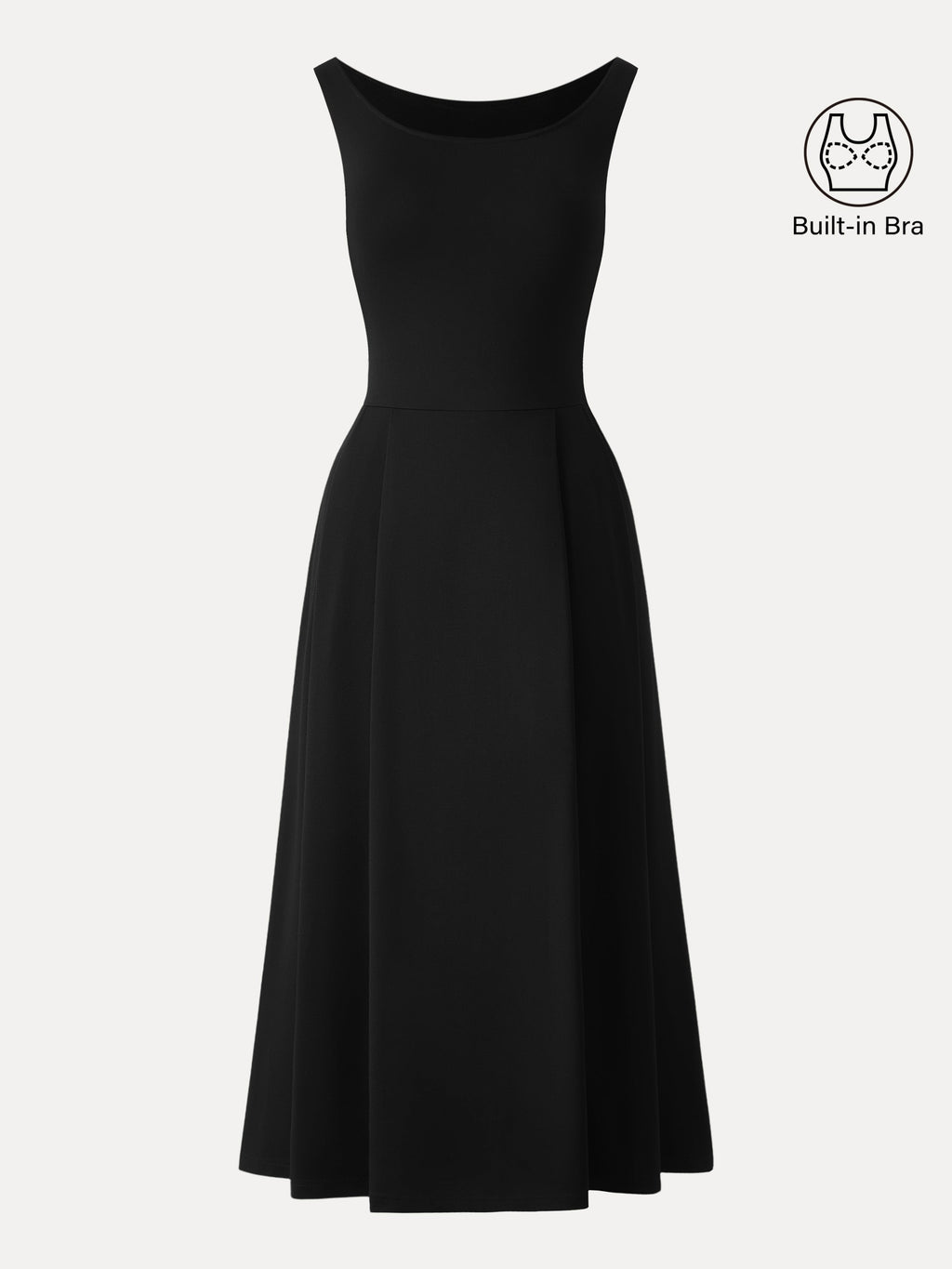 OGLmove Women's Scoop Neck Midi Bra Dress with Pockets