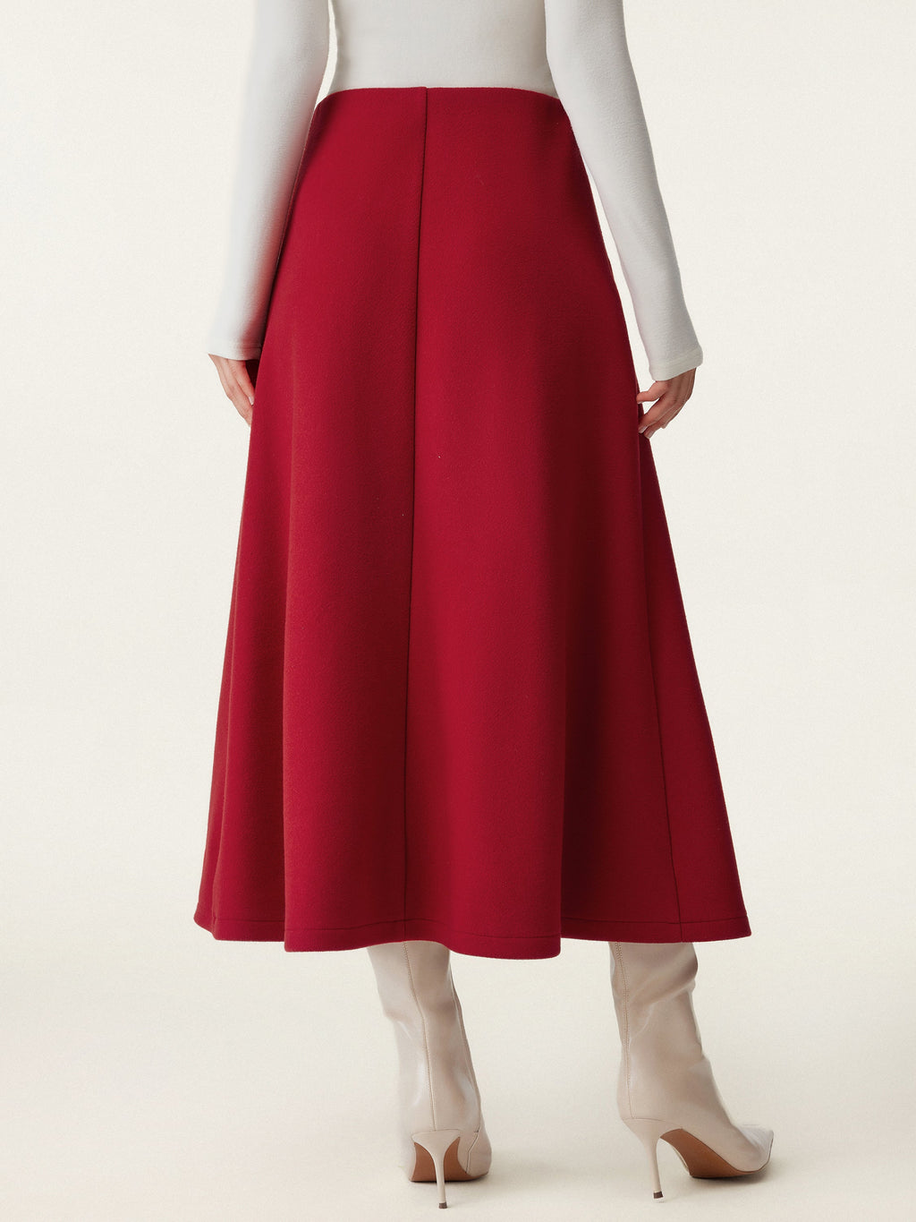 OGLmove Wool-Like Frog Button A-Line Midi Skirt