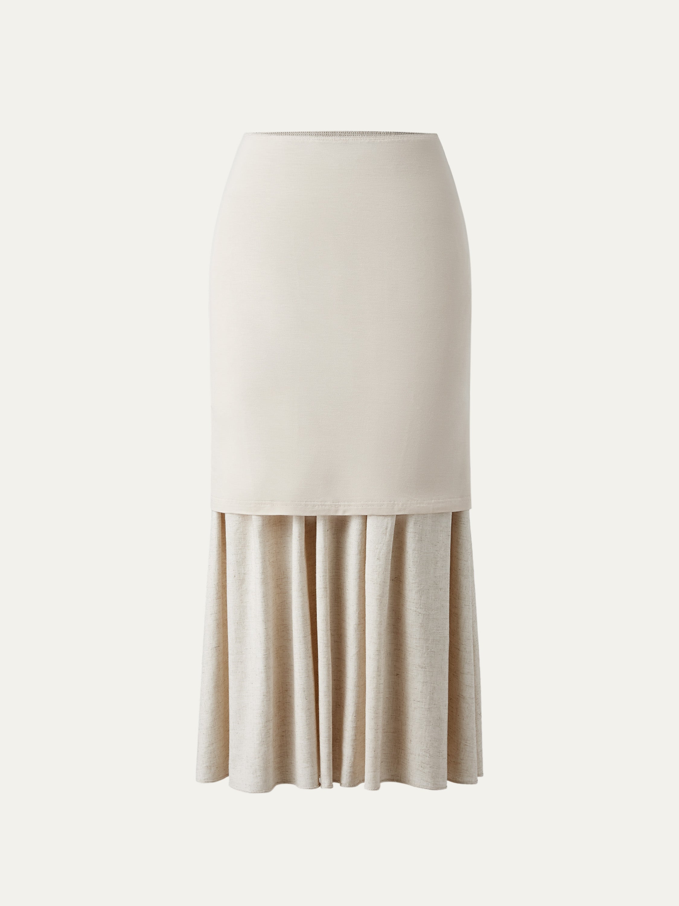 OGLmove European Linen Smocked Waist Skirt With Pockets