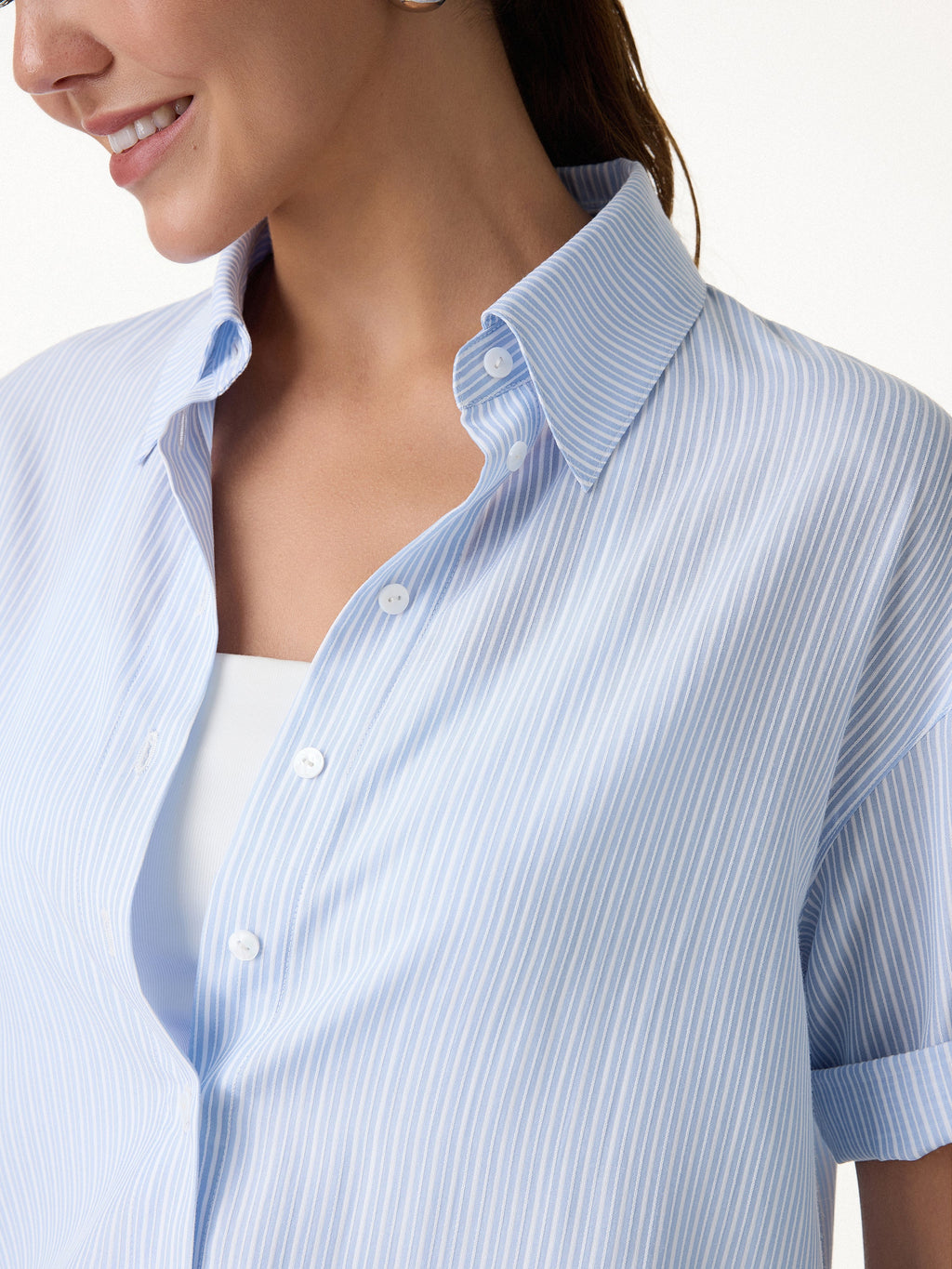 OGLmove BreezeEasy Striped 2-Piece Collared Shirt and Shorts Set