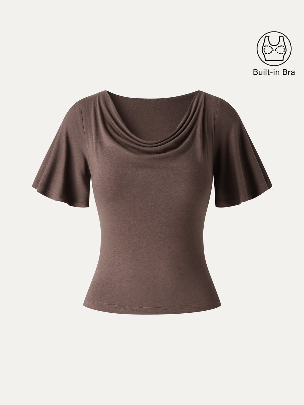 OGLmove CoolTouch Cowl Neck Flutter Sleeve Bra Top
