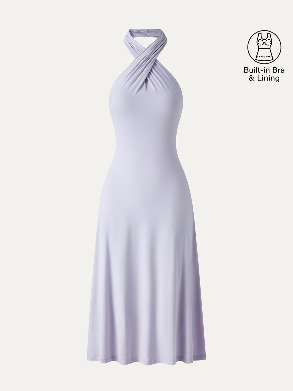 OGLmove CoolTouch Criss-Cross Halter Open-Back Midi Bra Dress