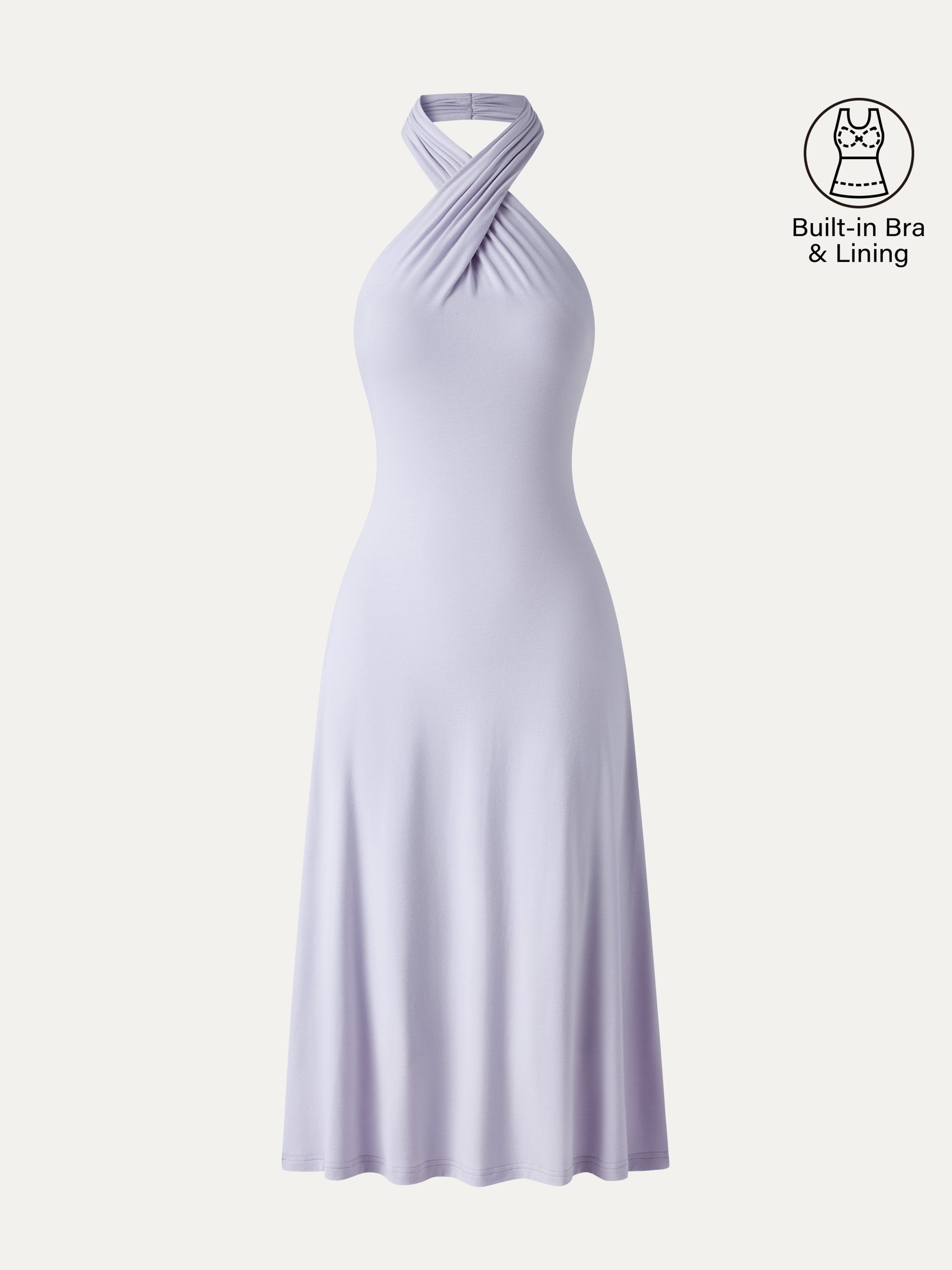 OGLmove CoolTouch Criss-Cross Halter Open-Back Midi Bra Dress