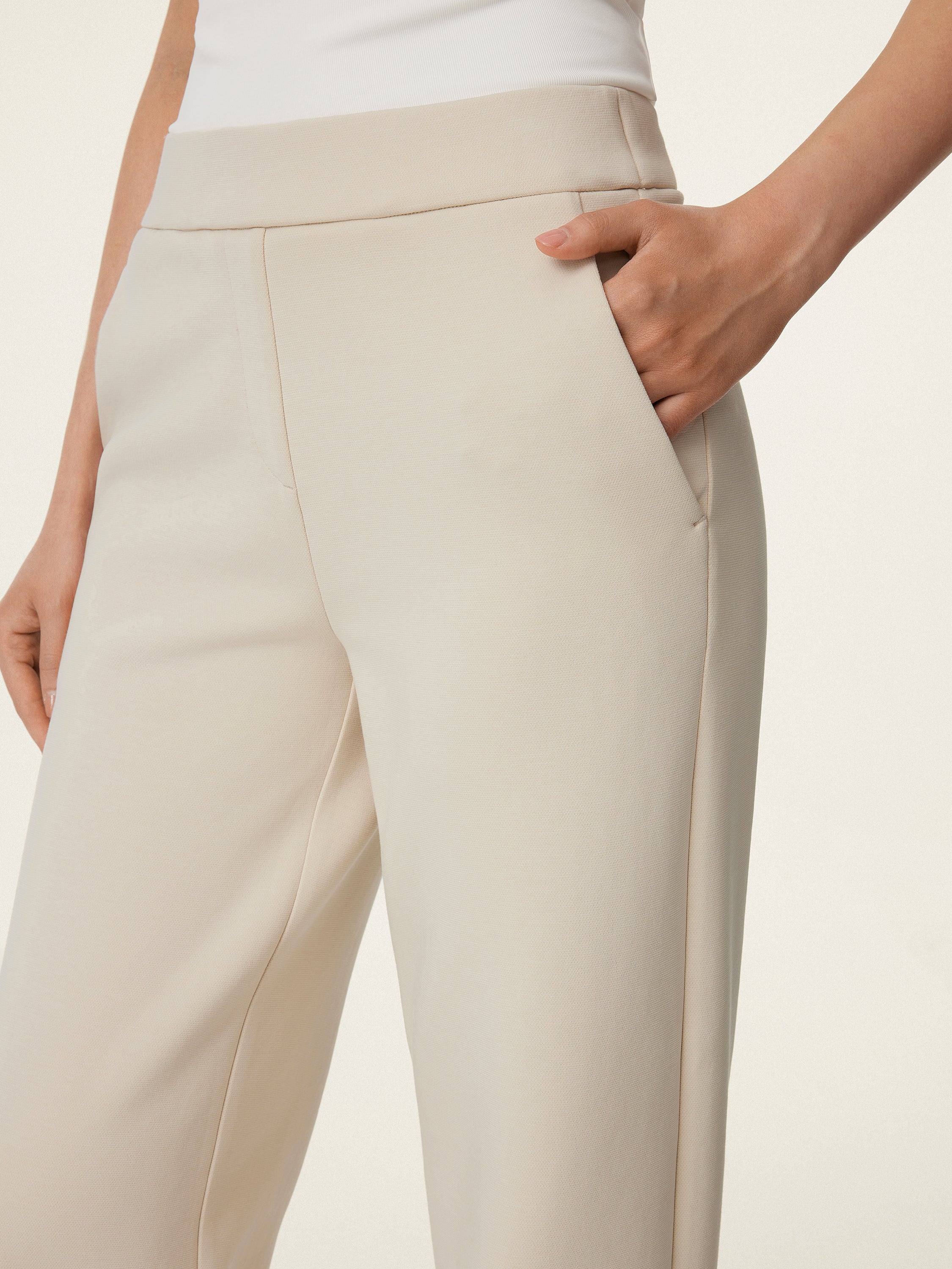 OGLmove Textured Mid Rise Pull-on Straight Pant with Pockets