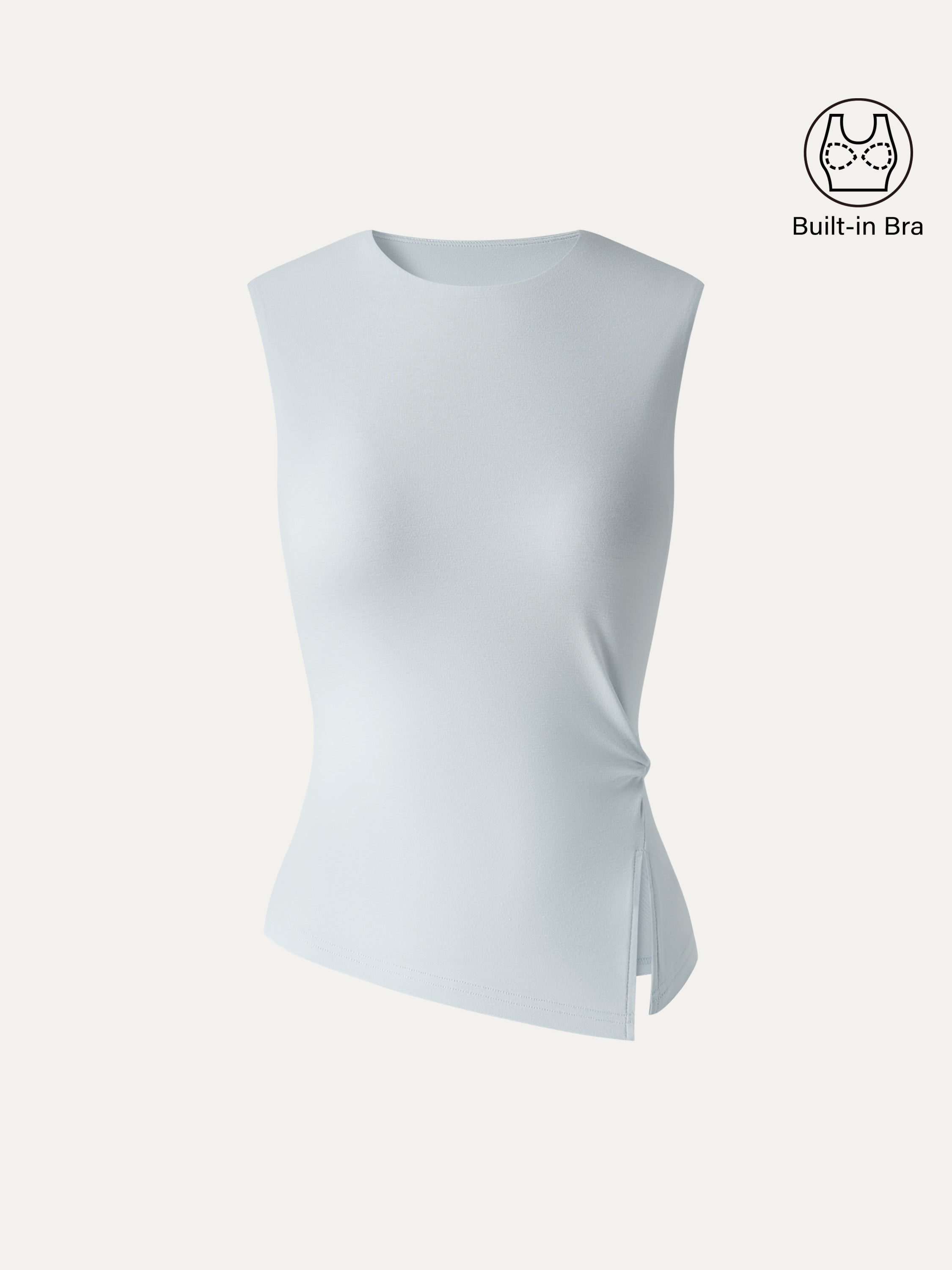 OGLmove Women's Round Neck Twisted Bra Tank with Slit
