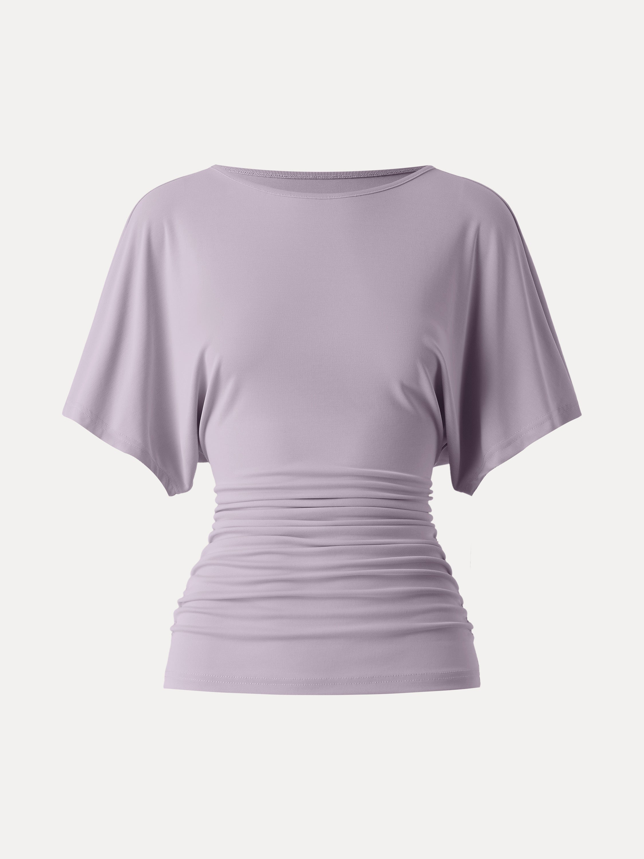 OGLmove Boatneck Batwing Sleeve Side Ruched Top
