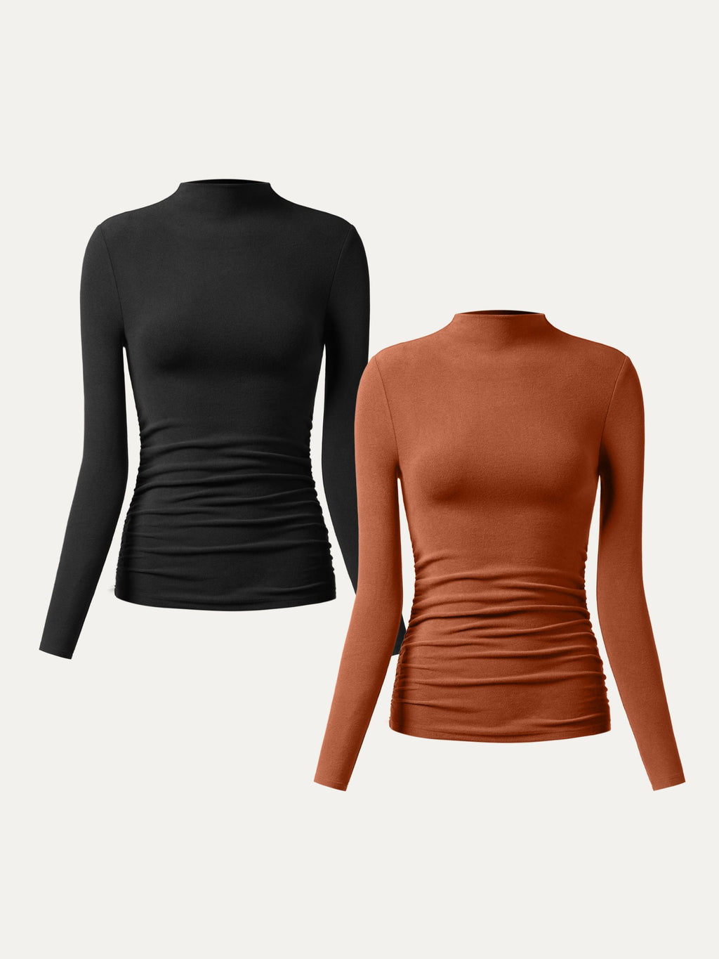 OGLmove Eco-Mousse ProWarm Brushed Rib Mockneck Top Off White