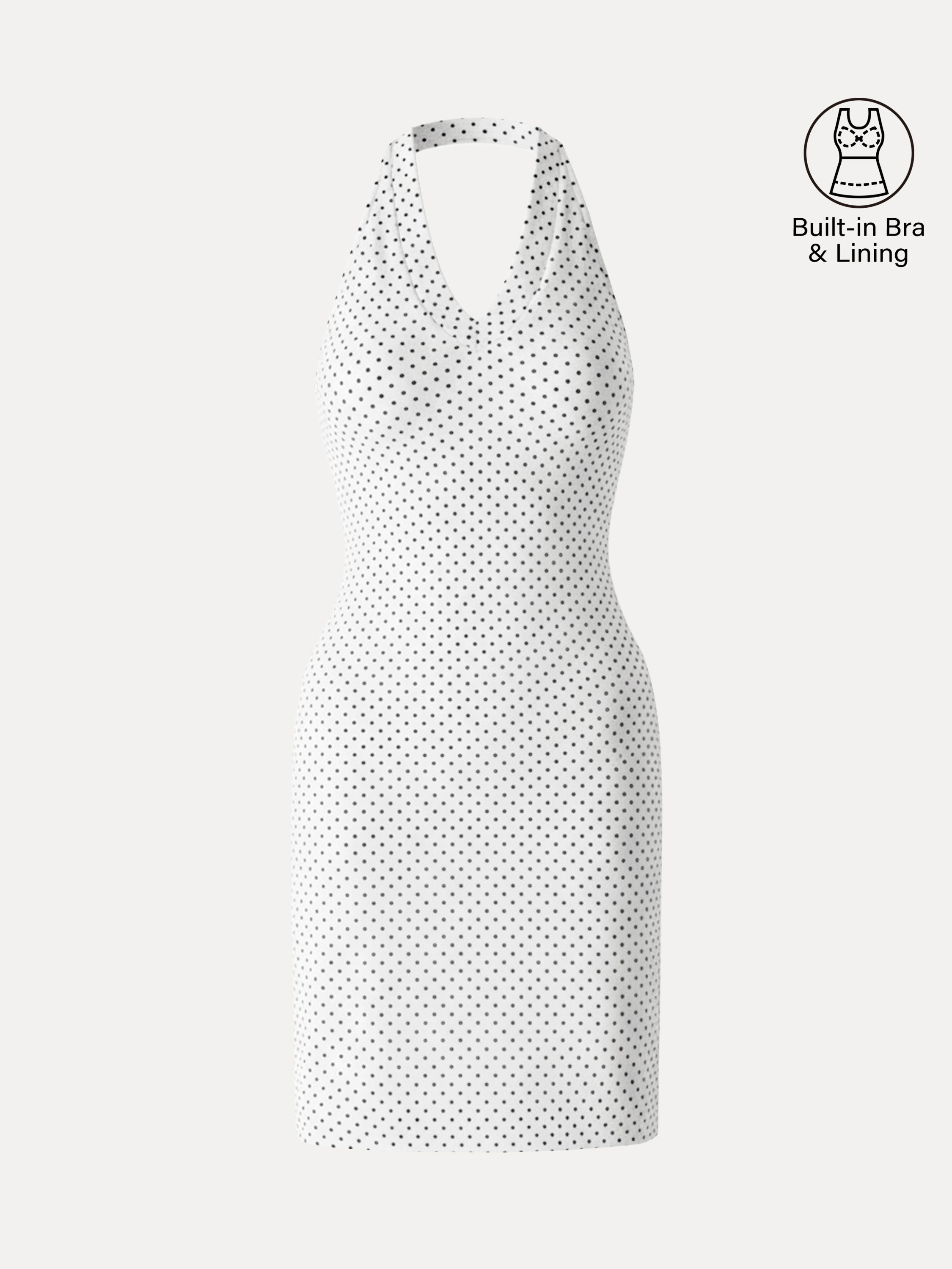 OGLmove Soft Stretch Cotton Halterneck Polka Dot Mini Bra Dress