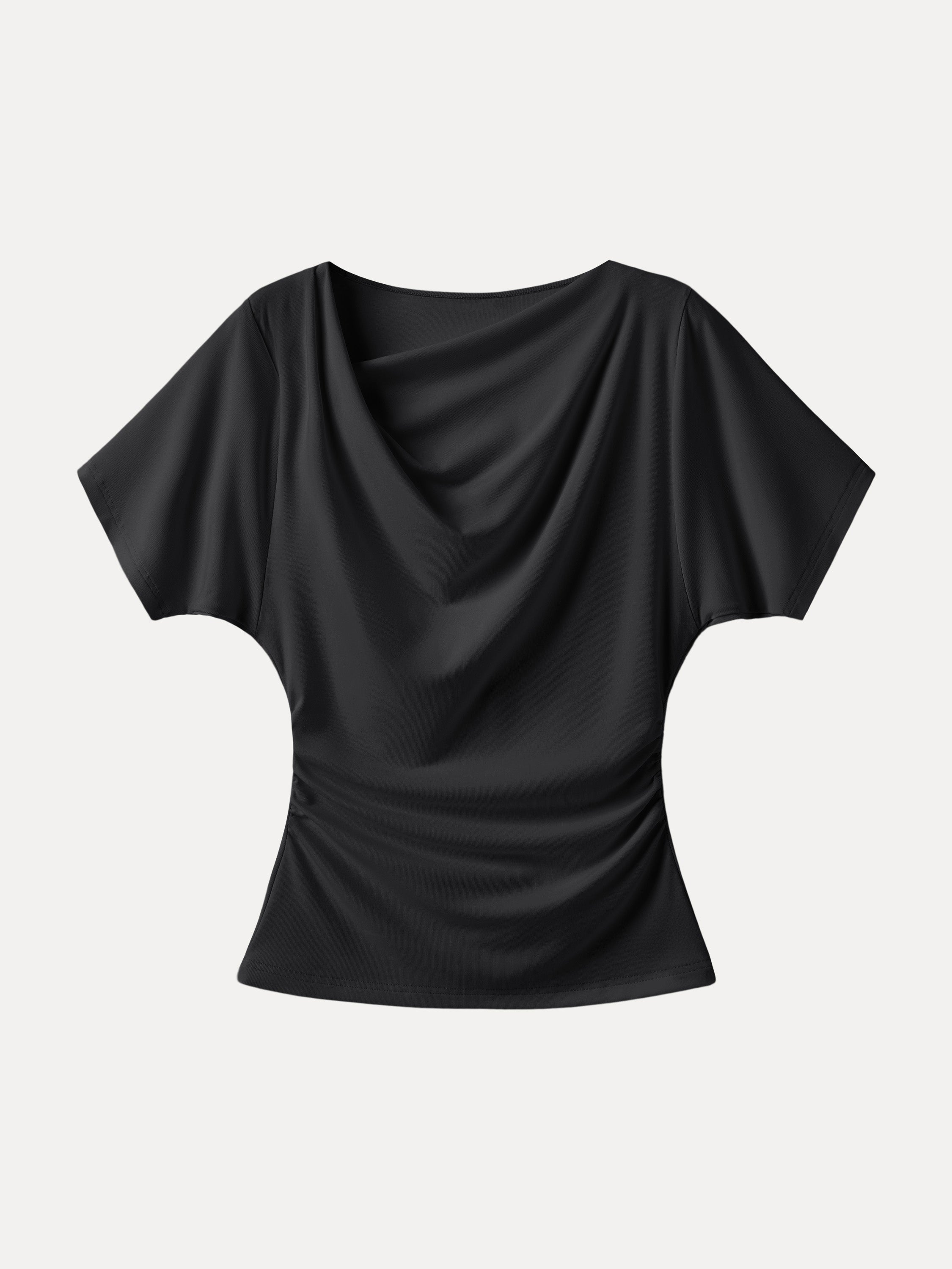 OGLmove Asymmetrical Cowl Neck Ruched Top