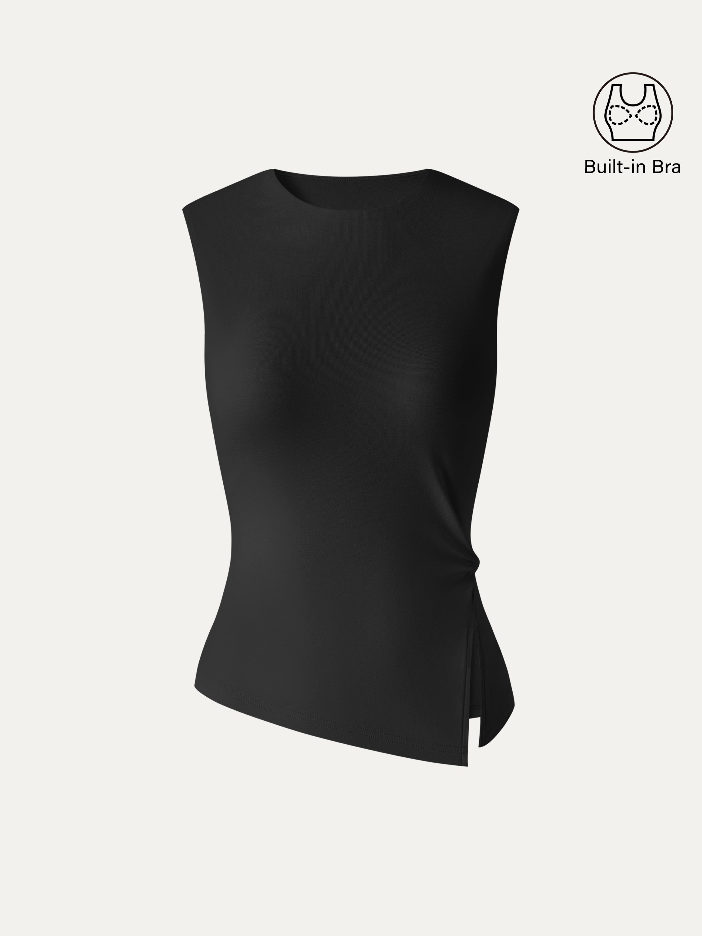 OGLmove Women's Round Neck Twisted Bra Tank with Slit