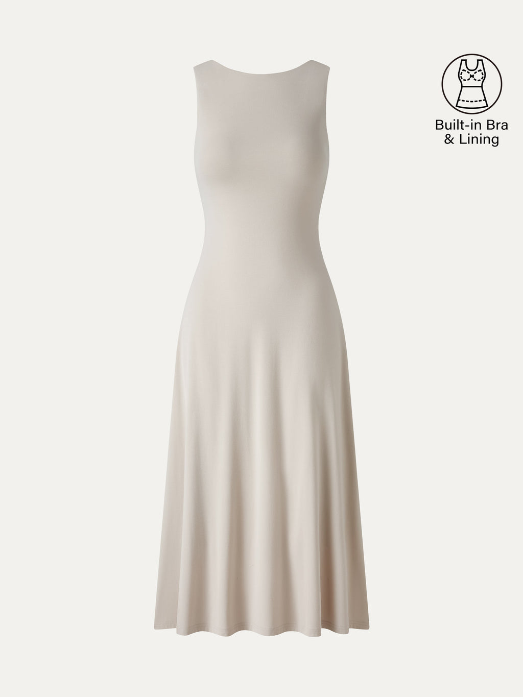 OGLmove Boatneck Open-Back Flowy Midi Bra Dress
