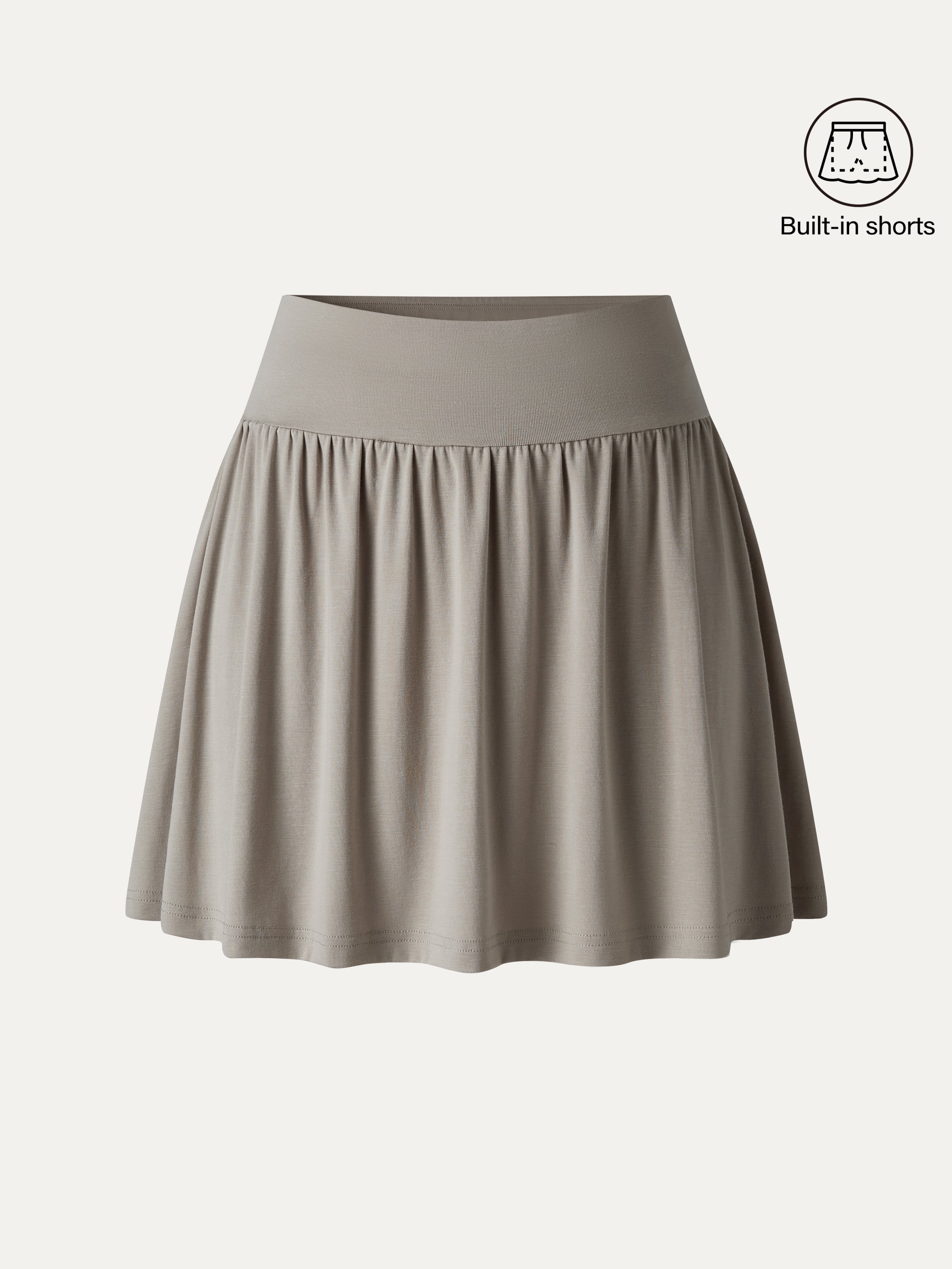OGLmove Matte Smooth Gathered A-Line Skort with Built-In Shorts