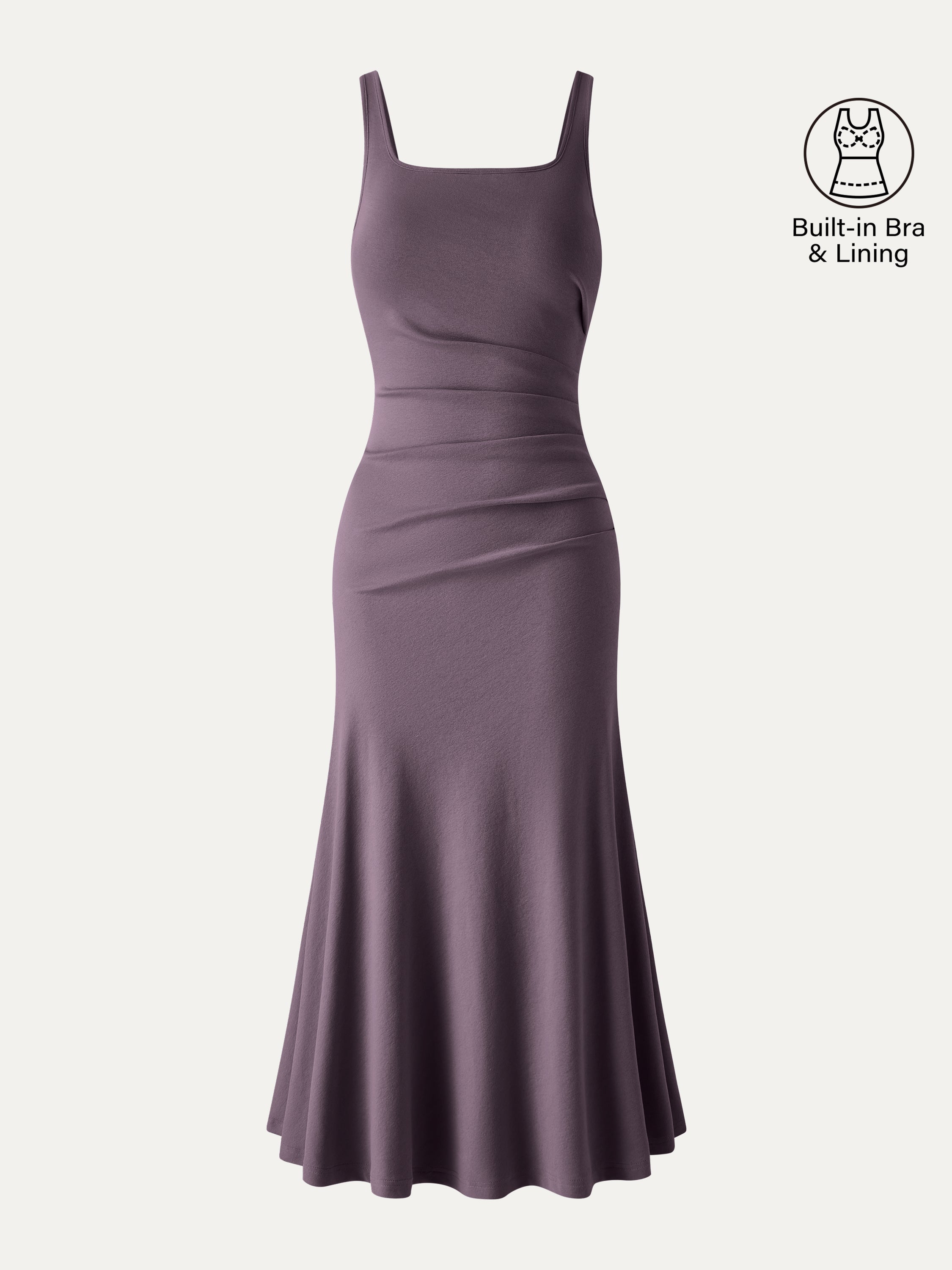 OGLmove Square Neck Tucked Open Back Bra Dress
