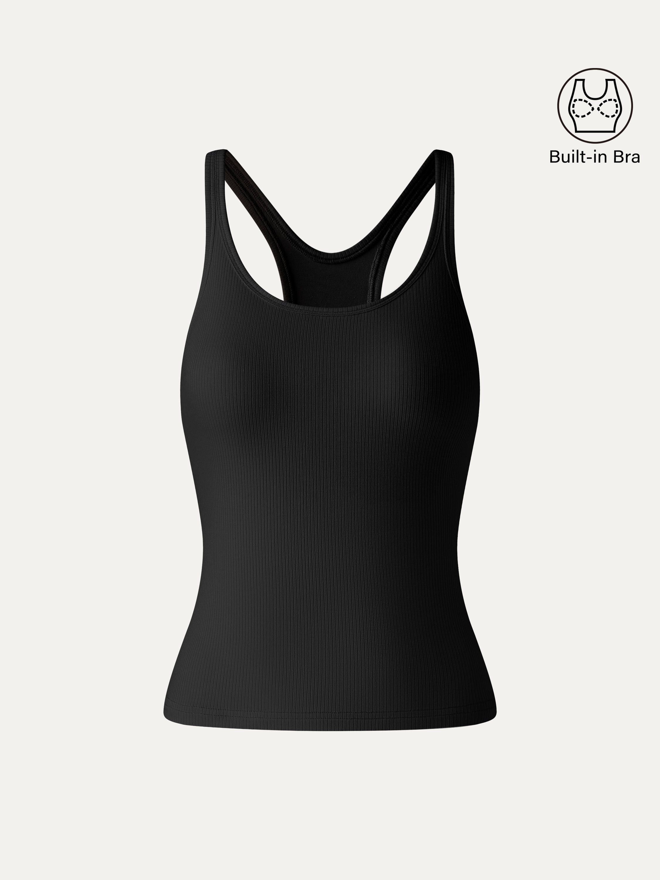 OGLmove CoolTouch Ribbed Scoop Neck Racer Back Bra Tank