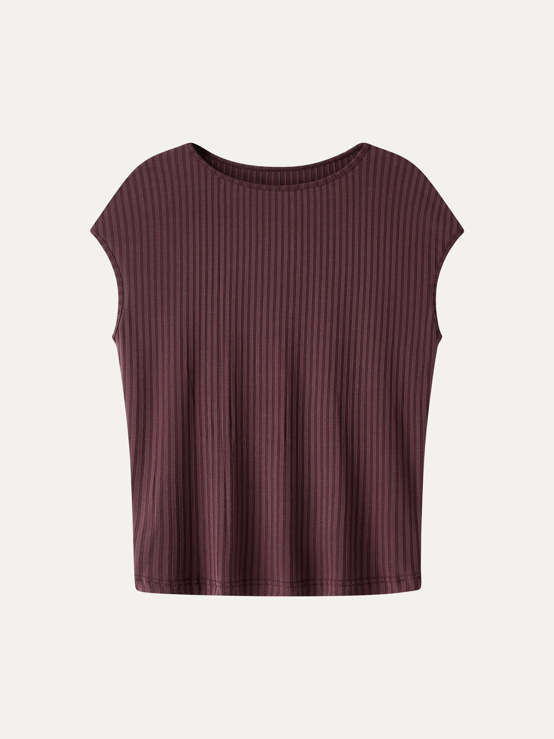 OGLmove Wrinkle-Free Ultra-Soft Boatneck Cap Sleeve Ribbed Top