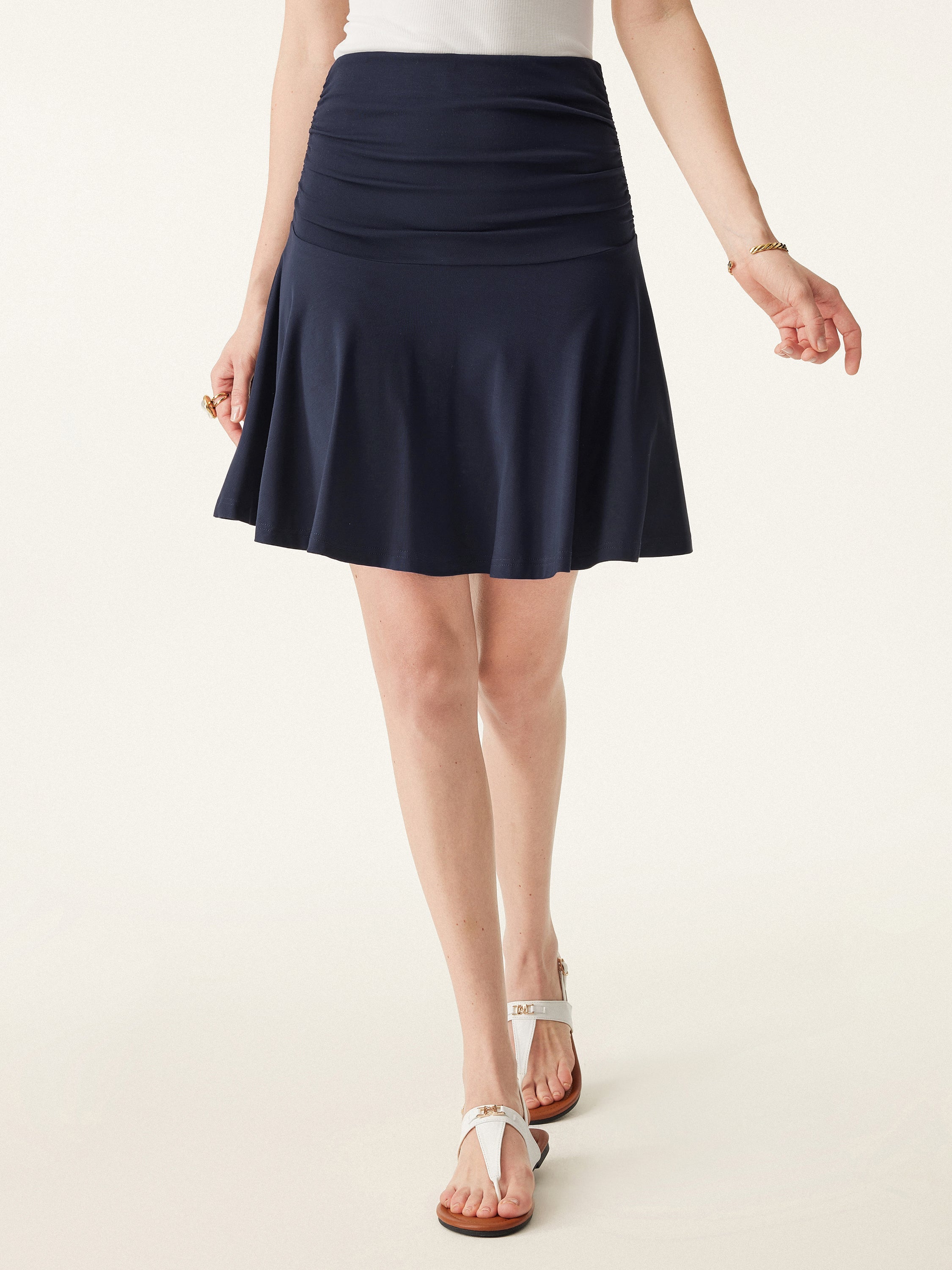 OGLmove Essential Ruched Mini Circle Skirt with Lined Shorts