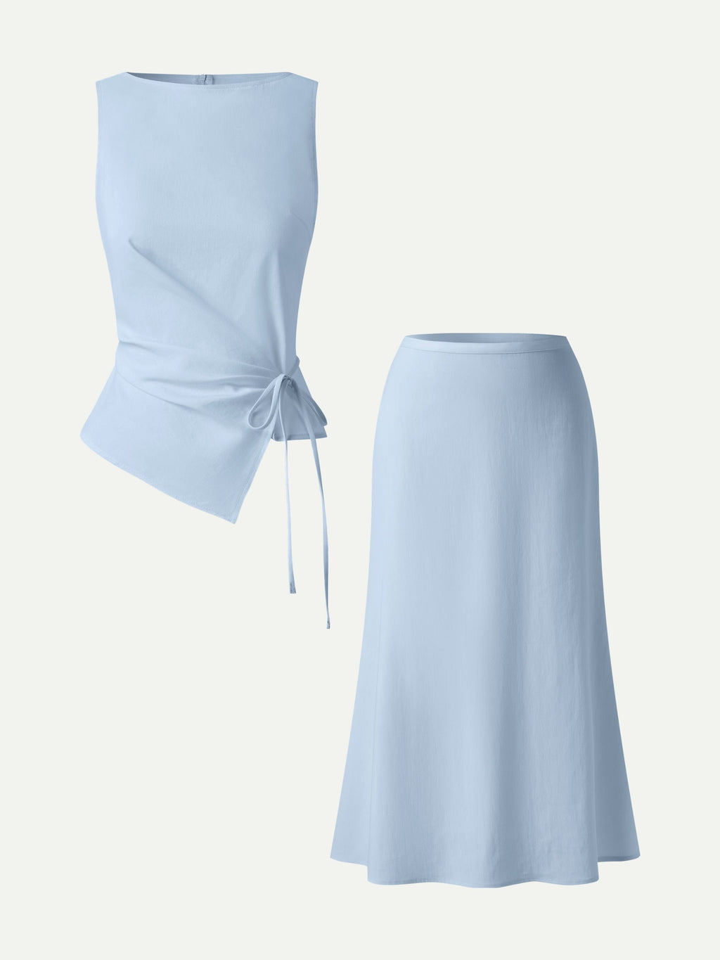 OGLmove Boatneck Waist-Defined Top & Maxi Flared Pull-On Skirt Set