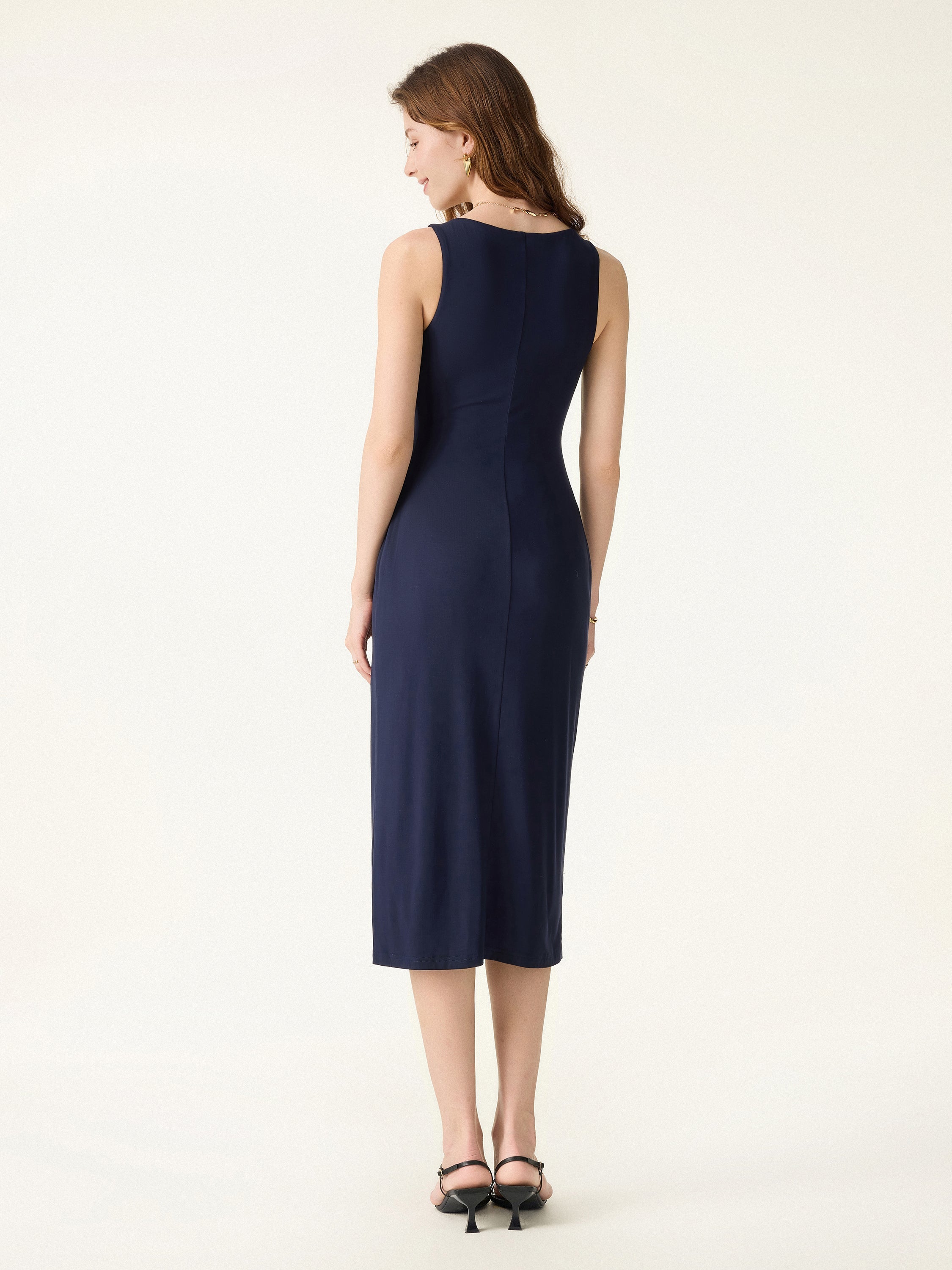 OGLmove Women's Back Smoothing Bandless Square Neck Midi Bra Dress