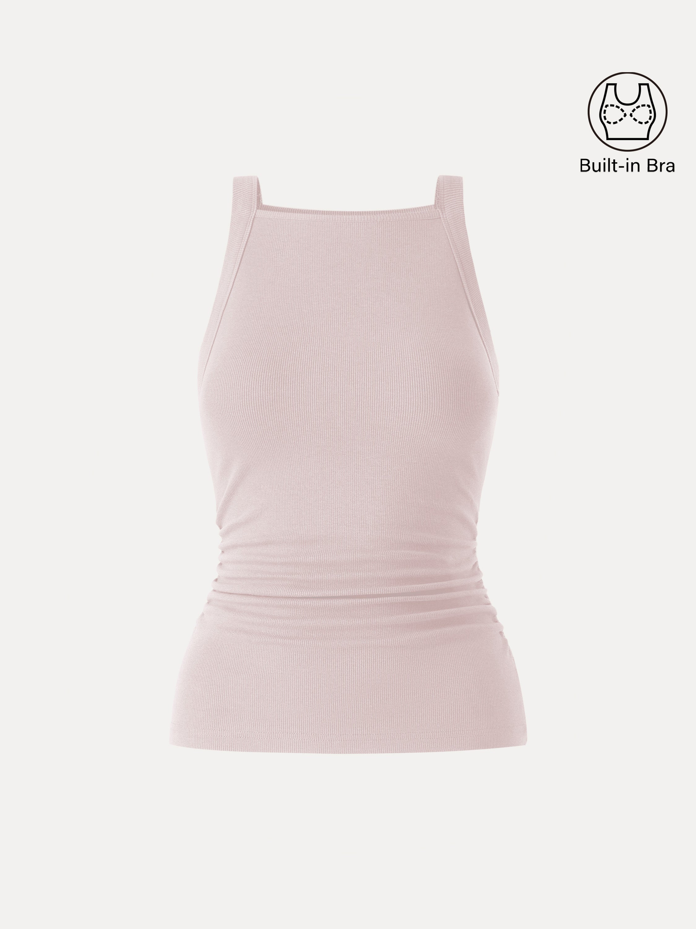 OGLmove Plantive Square Neck Ruched Rib Bra Tank