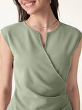 OGLmove Surplice Wide Shoulder Tucked Angled Tank Top