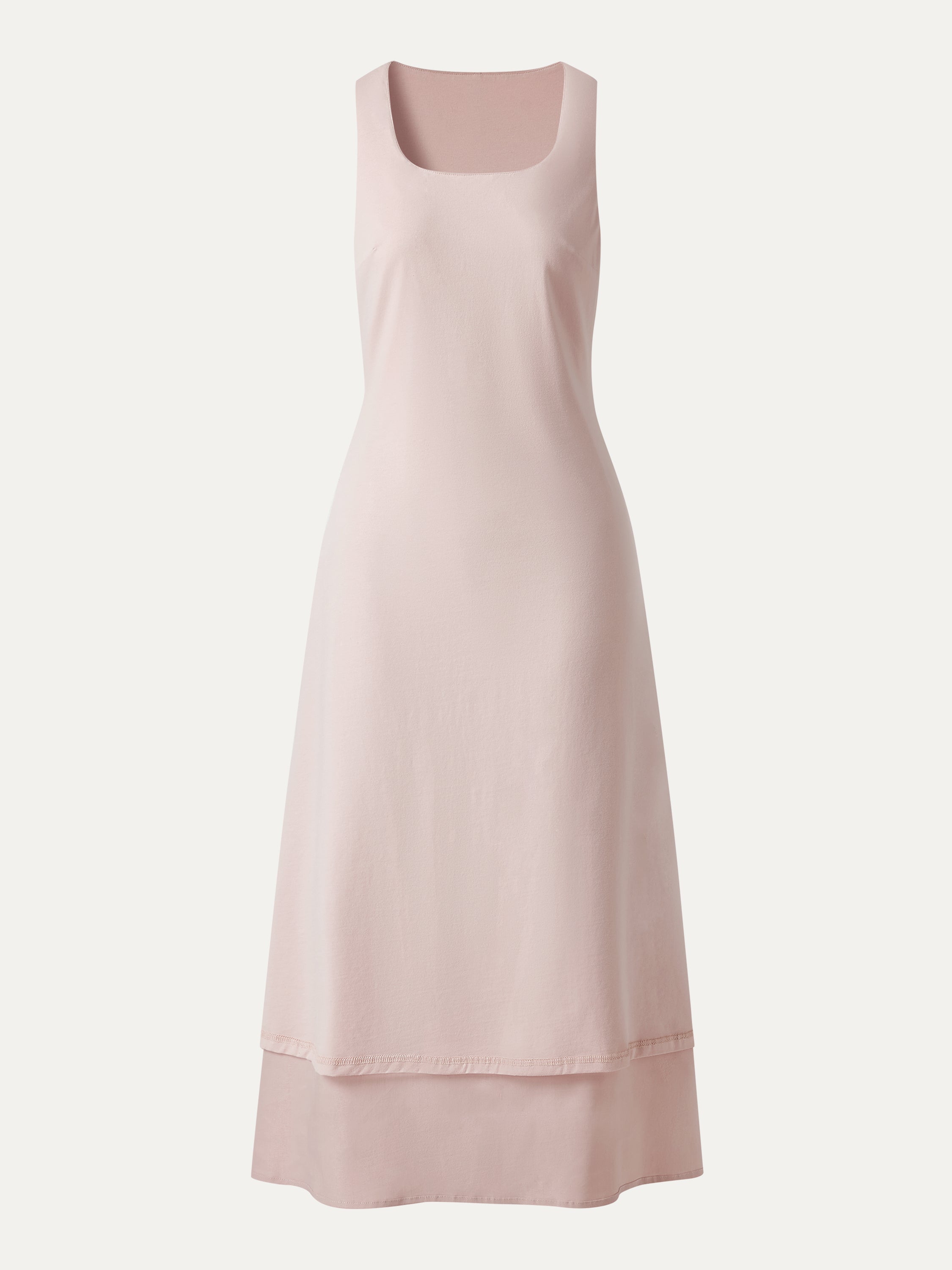 OGLmove Linen Blend U-Neck Maxi Dress with Pockets