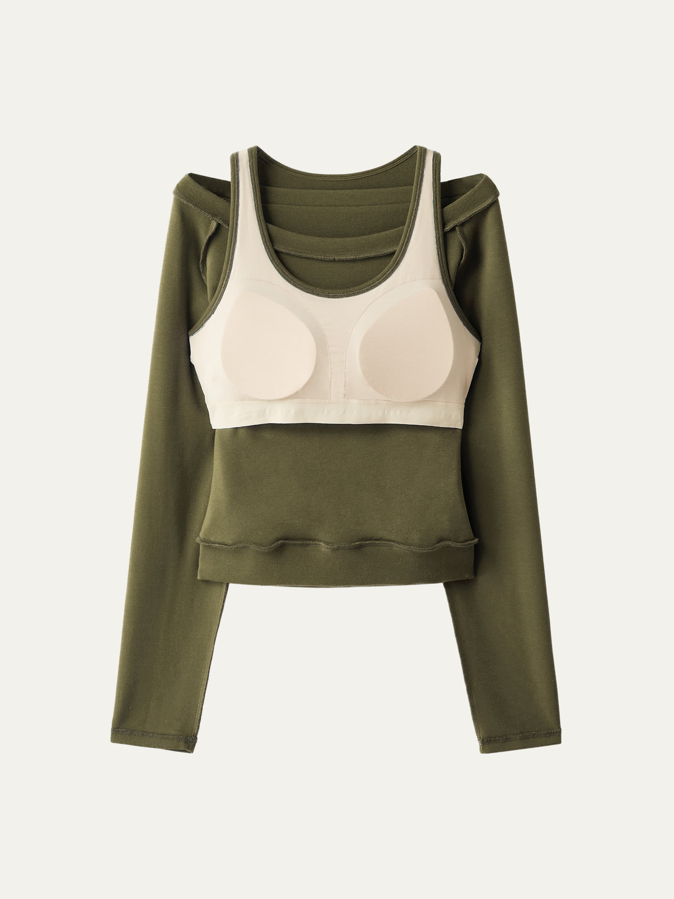 OGLmove Women's Boatneck Long Sleeve LiteWarm Bra Top
