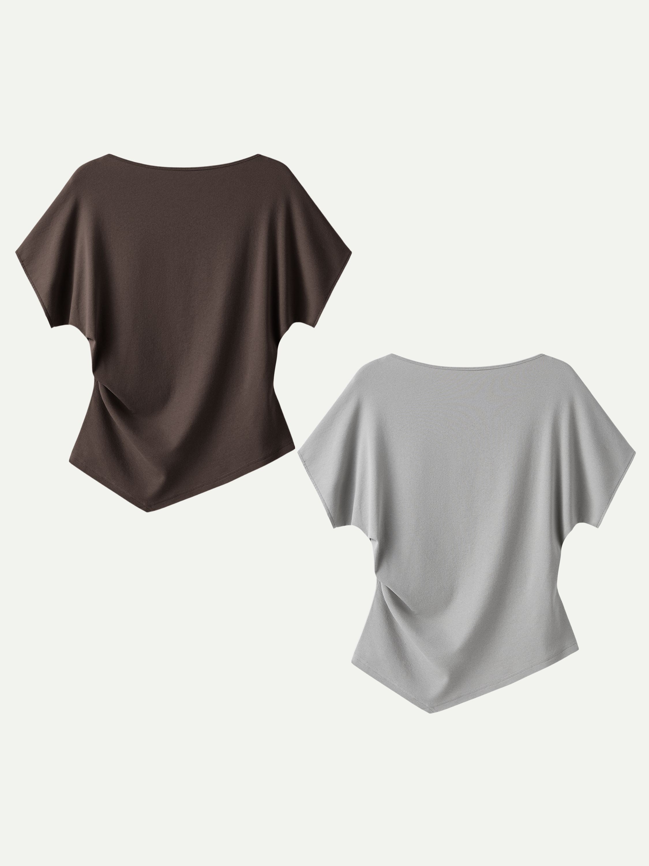 OGLmove Cotton Lyocell Boatneck Angled Summer Tee