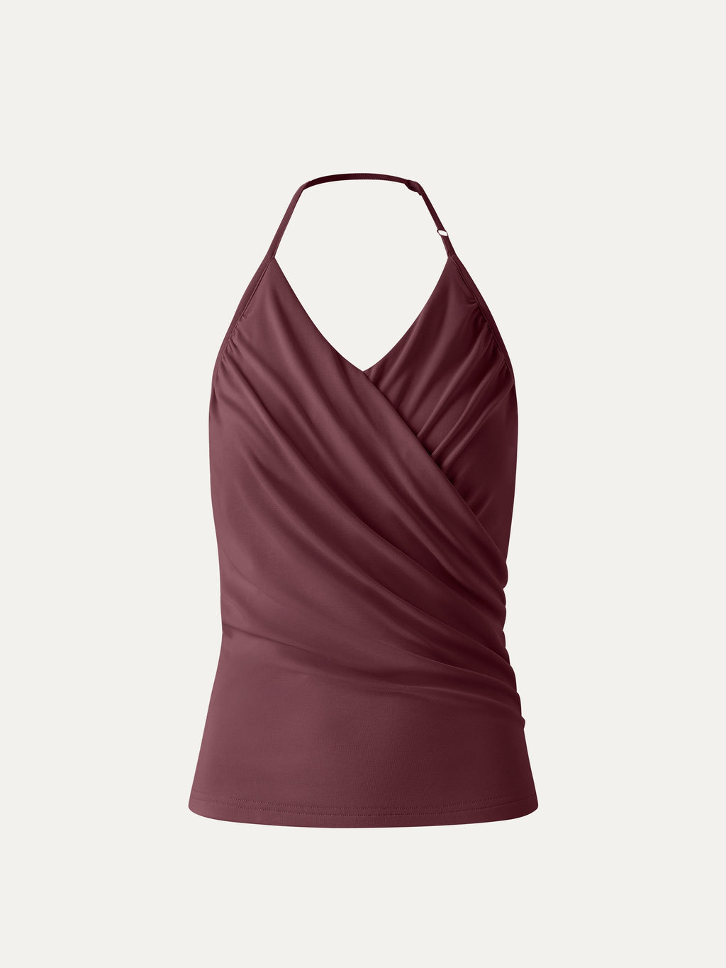 OGLmove Modal Halter Neck Surplice Ruched Bandless Bra Top