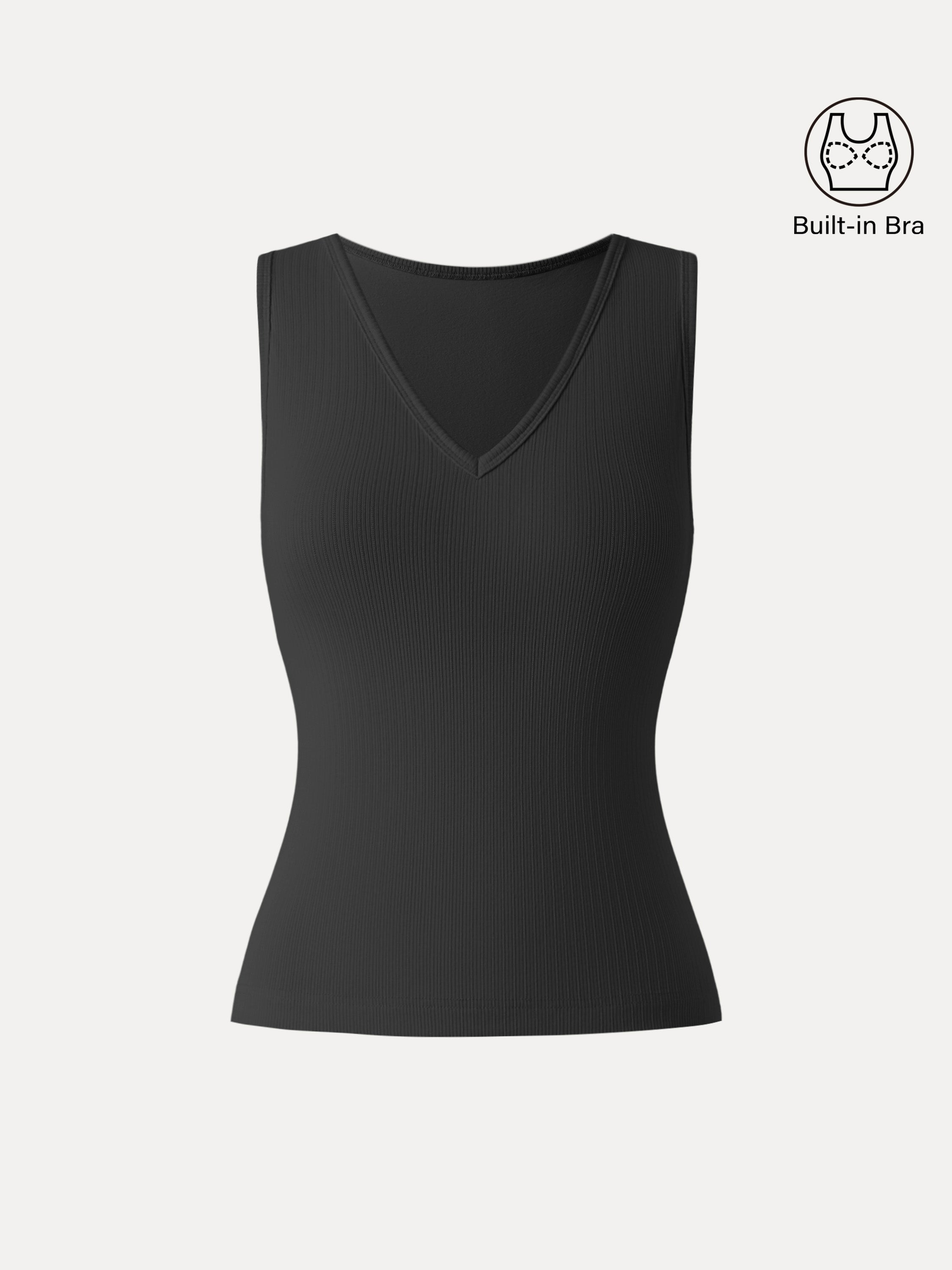 OGLmove Women's Stretch Cotton Pointelle V-Neck Sleeveless Bra Tank