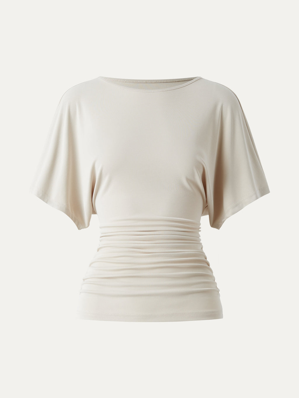 OGLmove Boatneck Batwing Sleeve Side Ruched Top