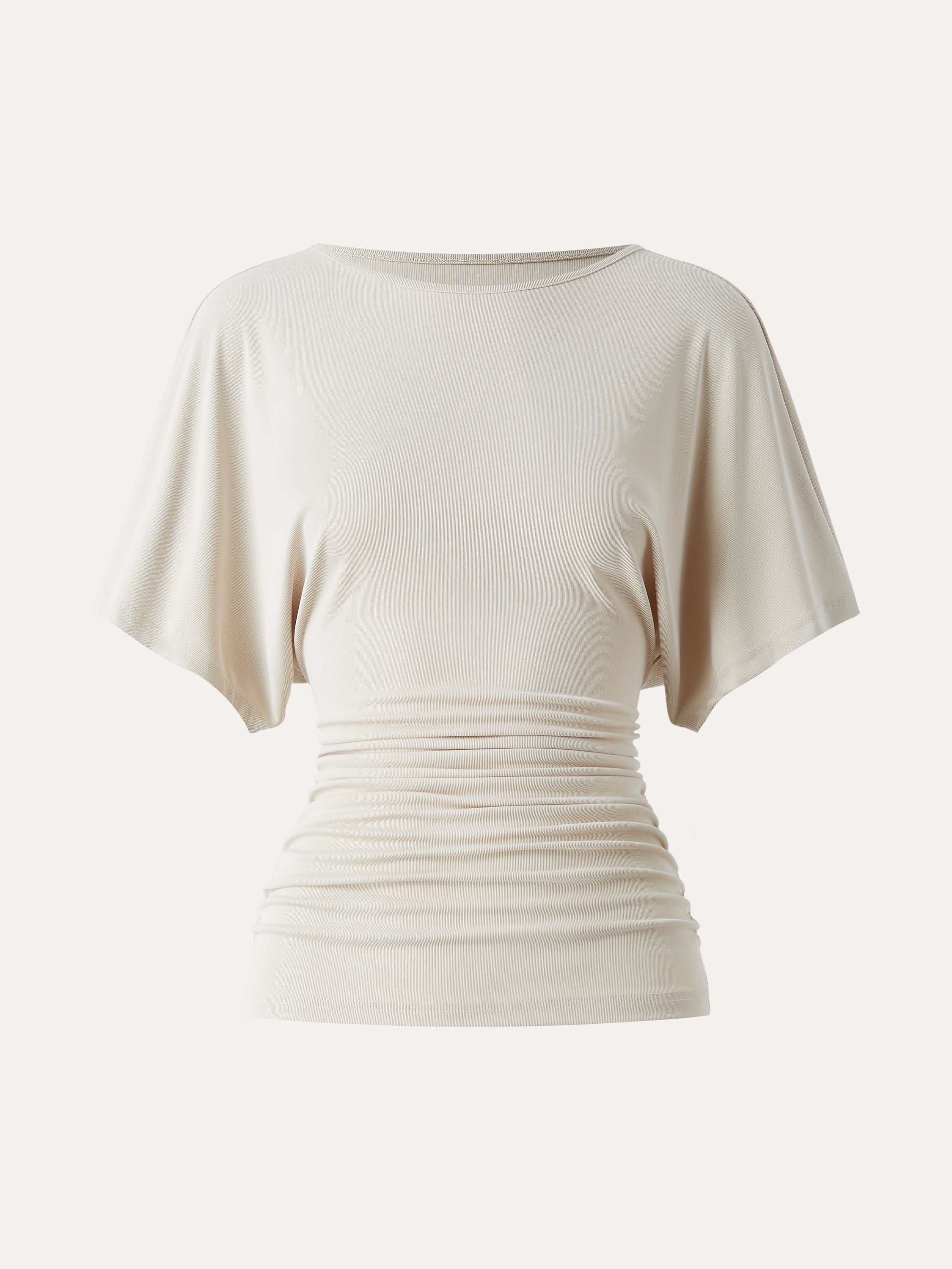 OGLmove Boatneck Batwing Sleeve Side Ruched Top