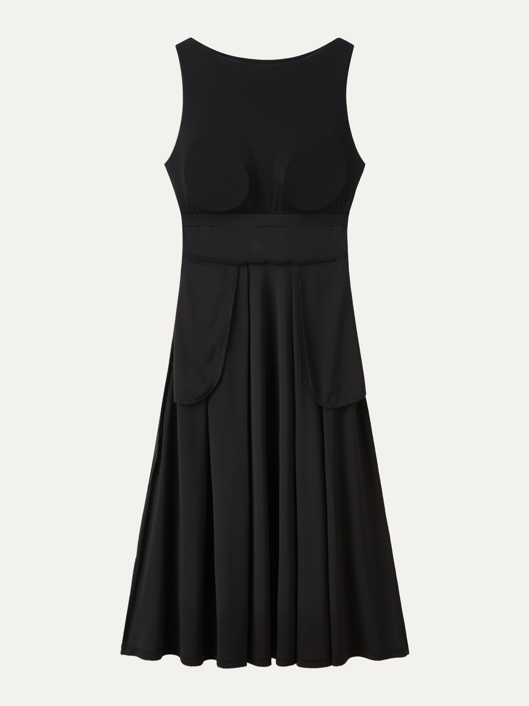 OGLmove Boatneck Bamboo Ponte Bra Midi Dress with Pockets